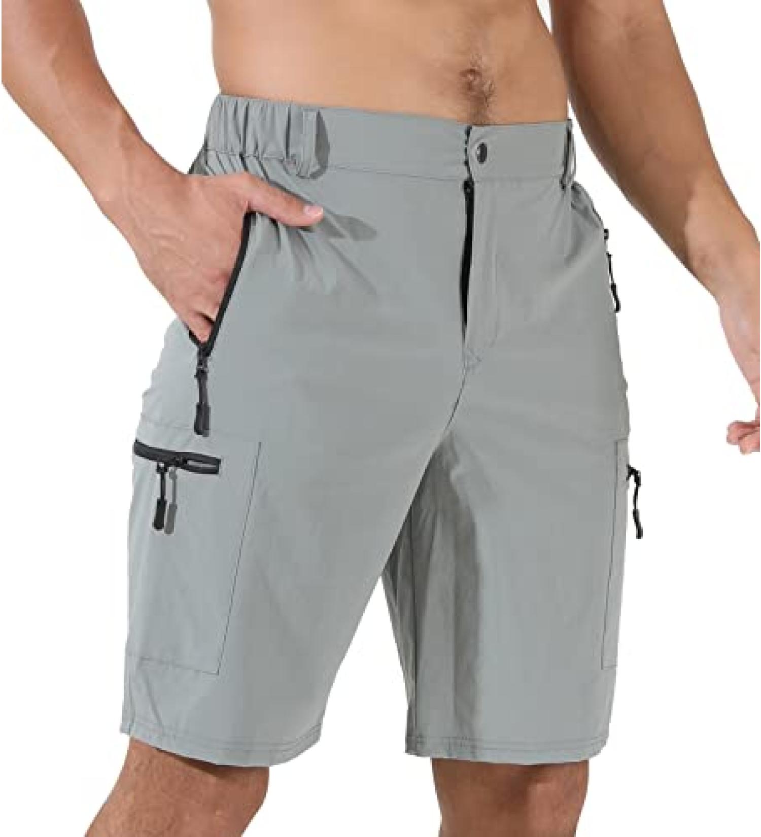 Suwangi Men's Quick-Dry Cargo Shorts - Light Gray Medium | Outdoor Athletic & Travel Gear - Buy Online on SooperMarket.com