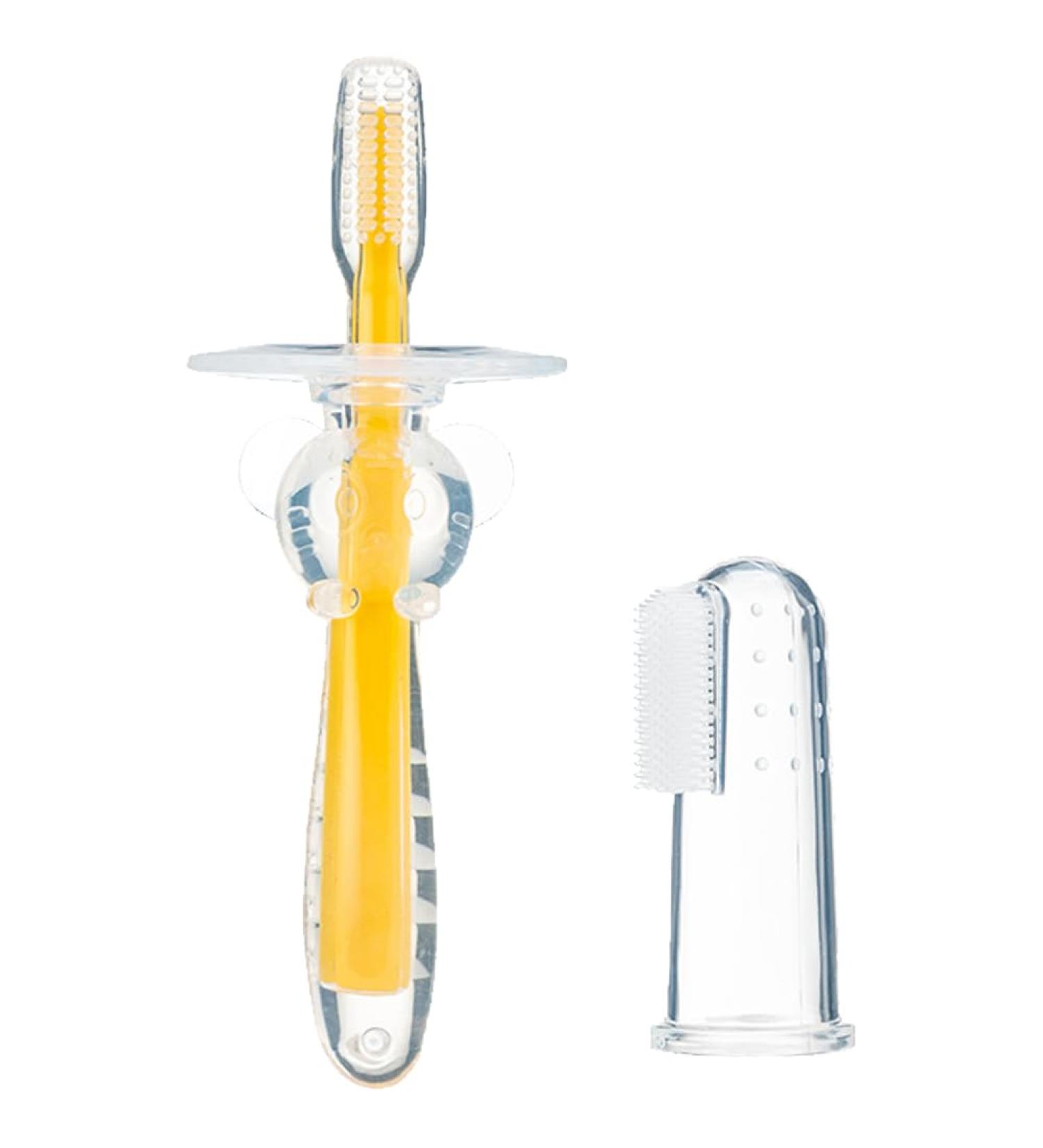 1set Baby Finger Toothbrush for Training Teething Kids Soft Silicone Training Toothbrush Baby Children Oral Care Tooth Brush Baby Stuff Yellow - Buy Online on SooperMarket.com