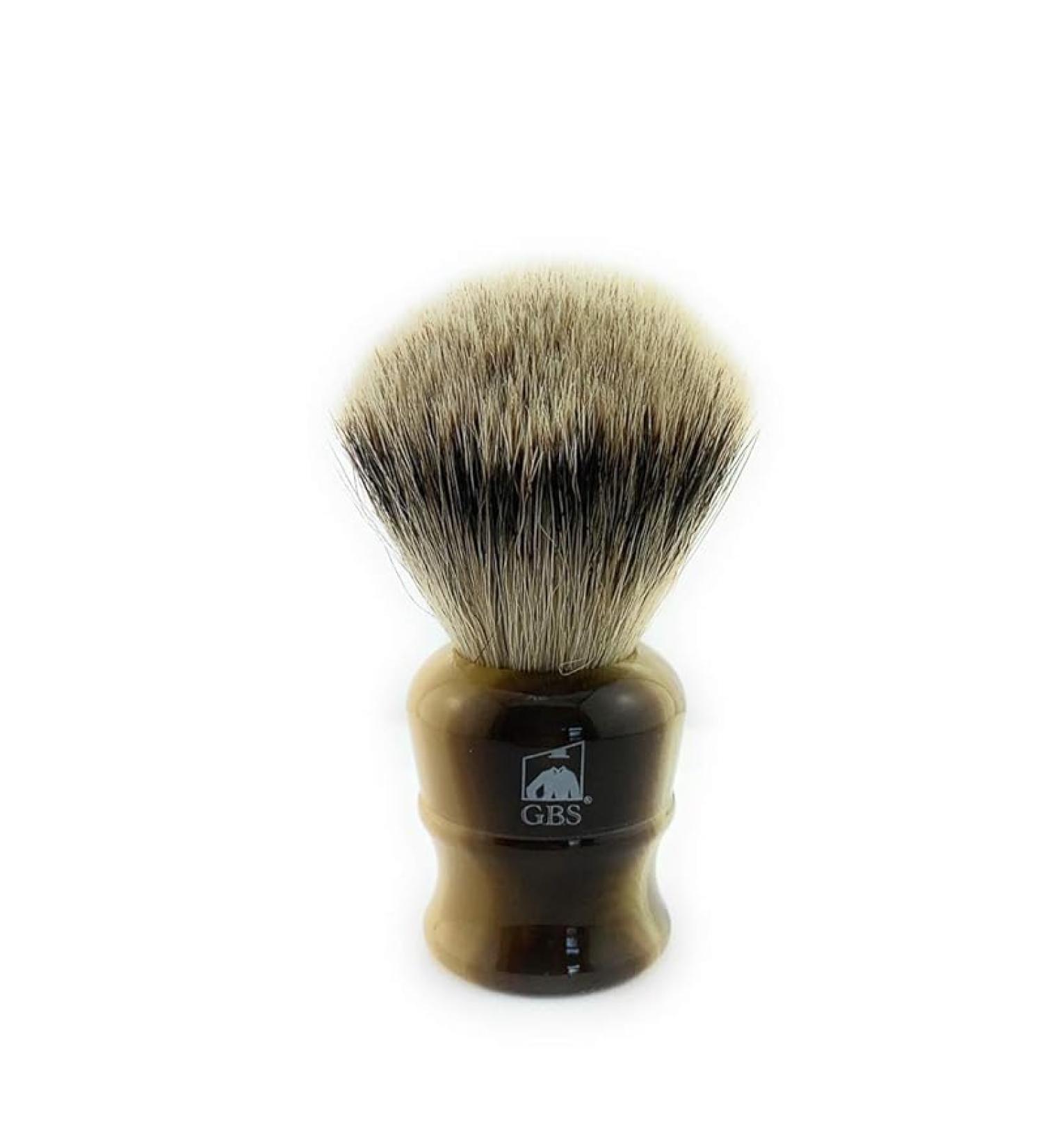 Buy G.B.S 100% Silvertip Badger Bristle Brush with Faux Horn Handle - 24mm Knot Size & Free Stand | International Shipping Available - Buy Online on SooperMarket.com
