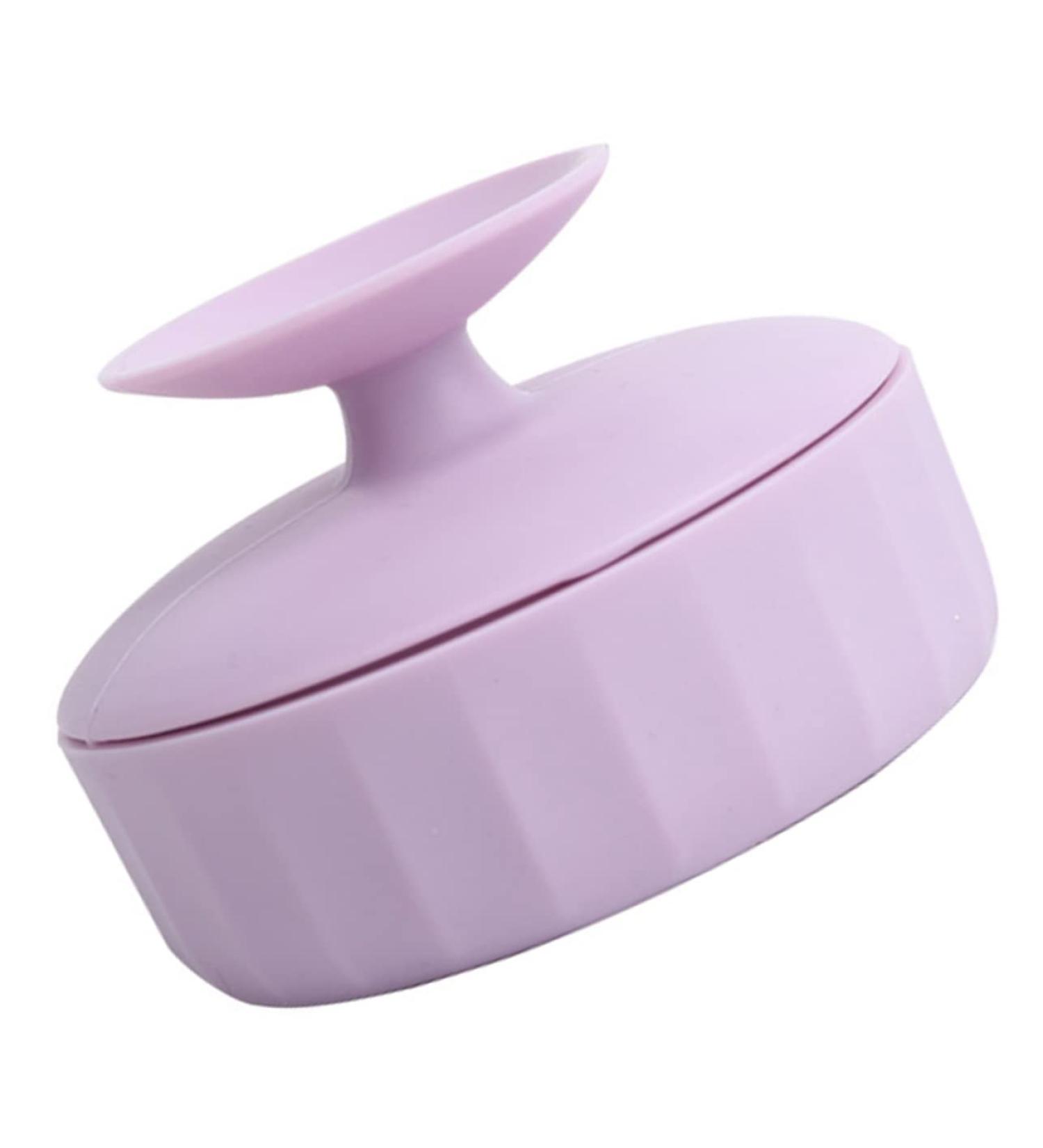 Silicone Makeup Brush Cleaning Box & Pad - Dry Cleaner Tool 7.9x5.25CM - Violet | Best Brush Scrubber Mat for Efficient Makeup Cleaning - Buy Online on SooperMarket.com
