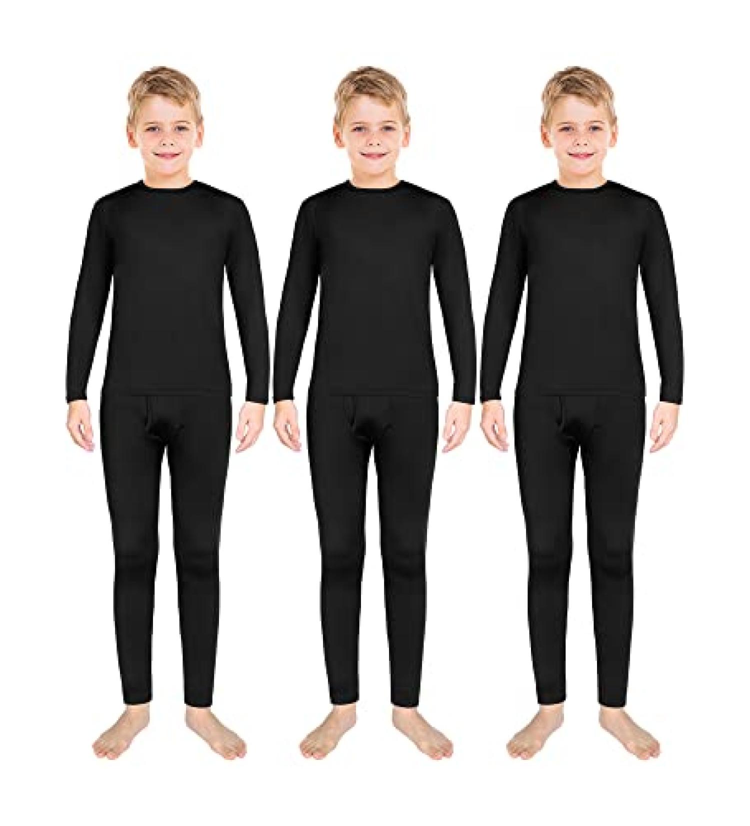 Silkfly Boys Thermal Underwear Set - Fleece Lined Long Johns for Kids - Base Layer Shirt and Pants Set - Winter Large - Buy Online on SooperMarket.com