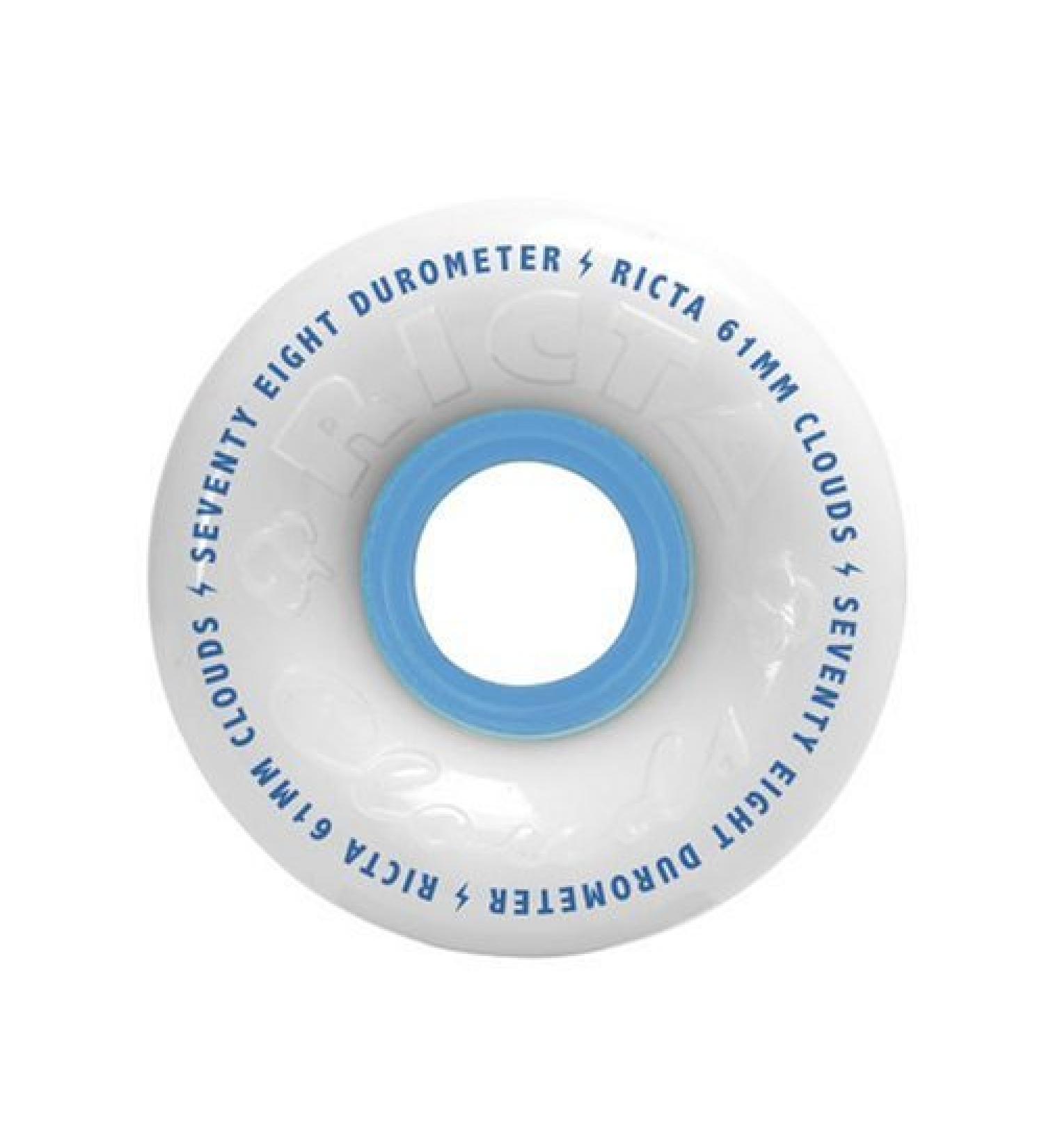 RICTA 54mm Clouds White 78a Skateboard Wheels - Set of 4, White/Blue White/Blue 54mm