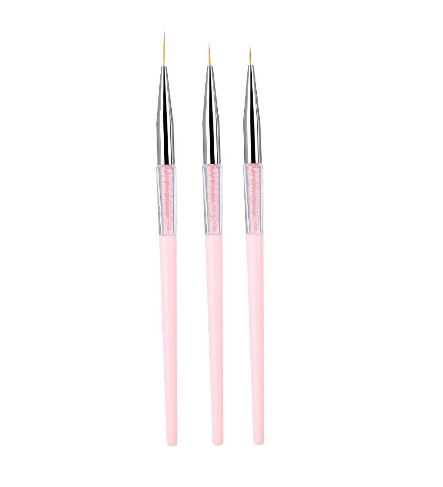 3pcs Nail Art Dotting Liner Brush Set with Rhinestone Handle - Pink Manicure Tools - Buy Online on SooperMarket.com