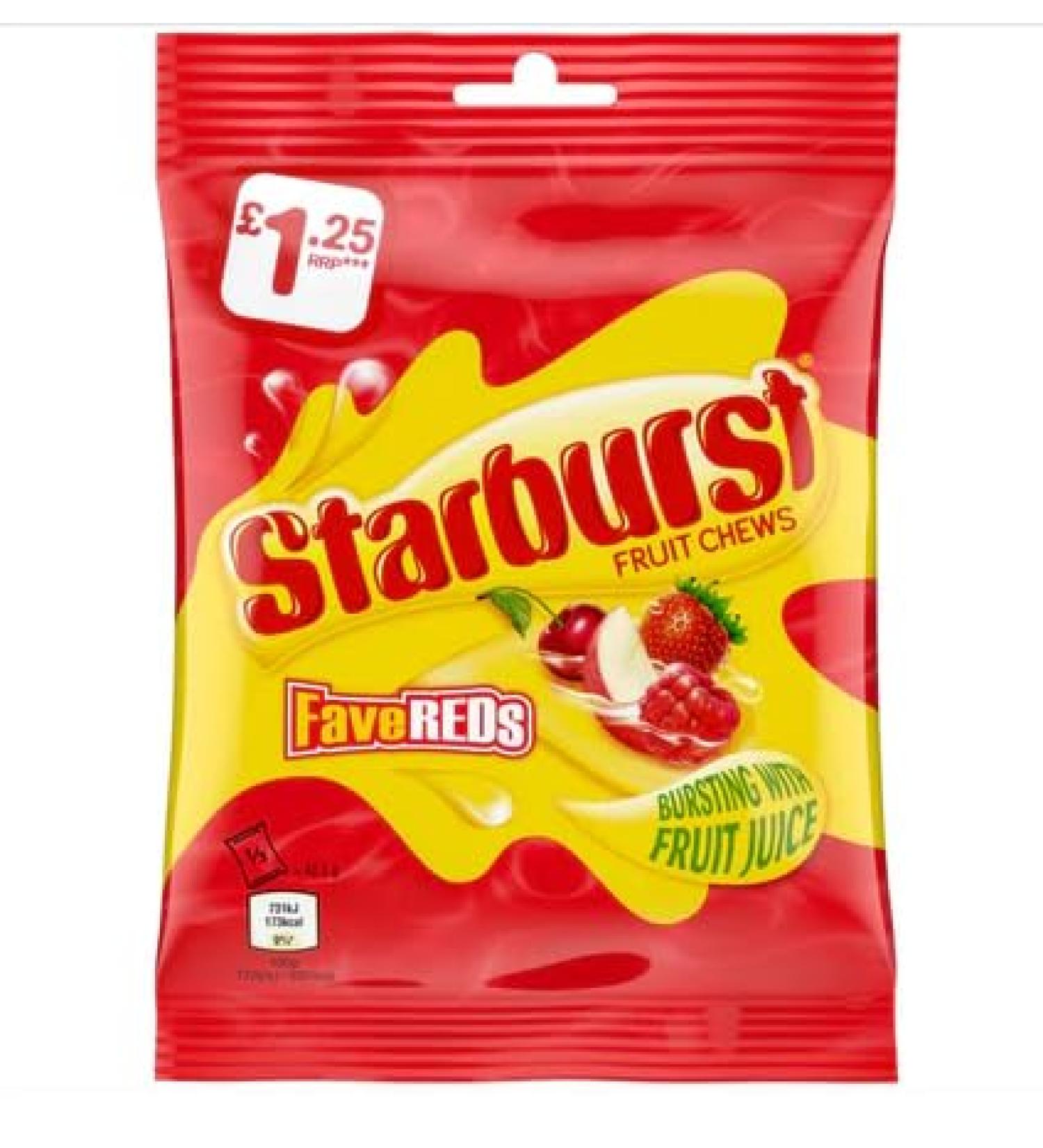 Starburst FaveReds Fruit Chews 12x127g (Wholesale Box)