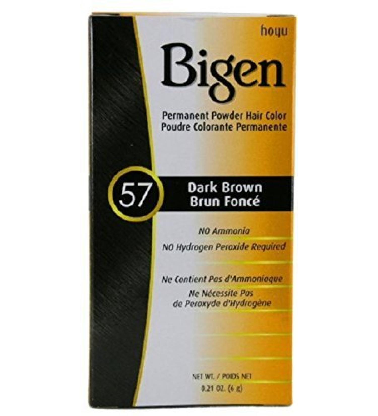 Bigen Permanent Powder Hair Color 57 Dark Brown 1 ea (Pack of 4) Brown 0.21 Ounce (Pack of 4)