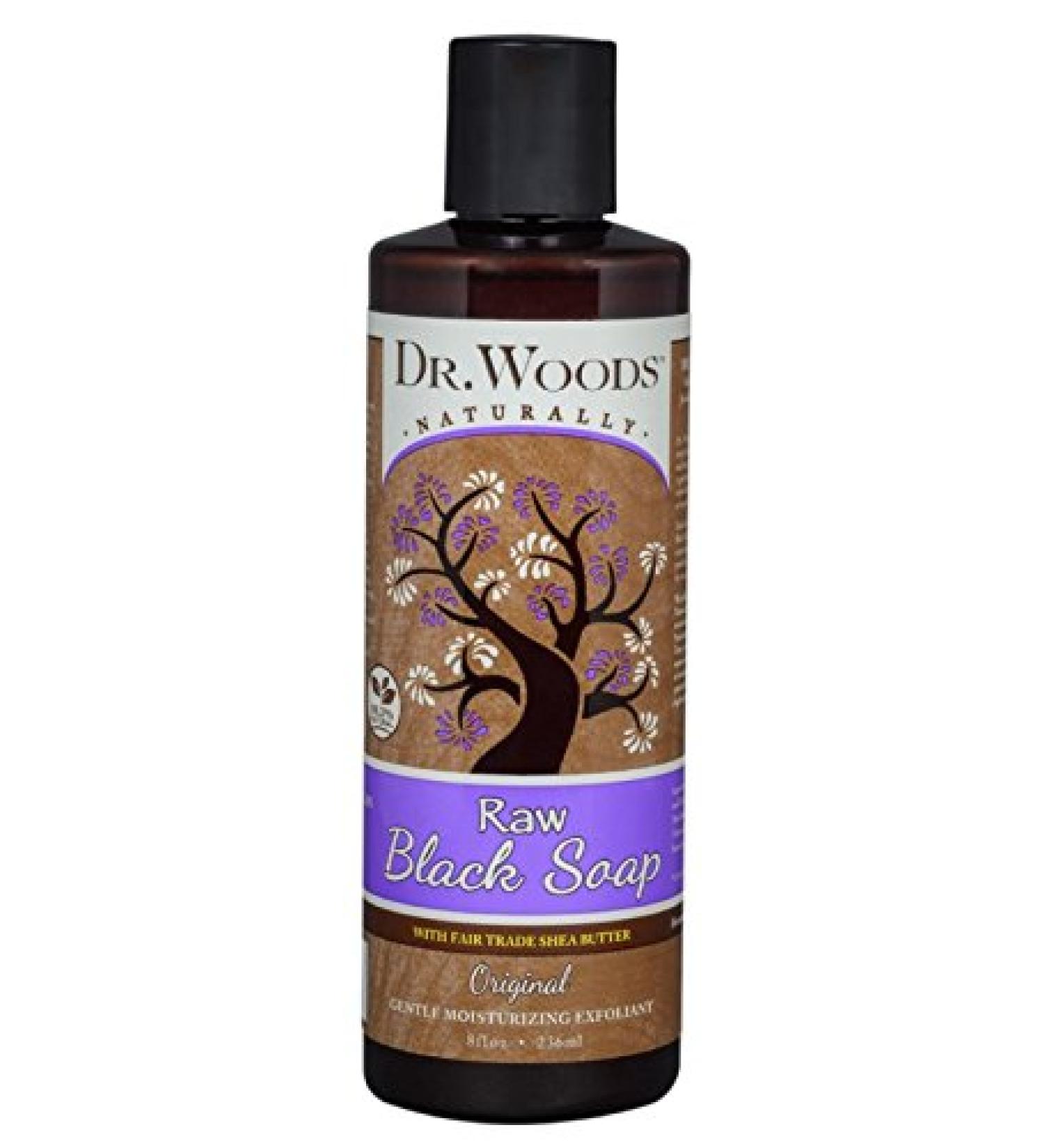 Dr. Woods Raw Black Moisturizing Liquid Castile Soap with Organic Shea Butter, 8 Ounce