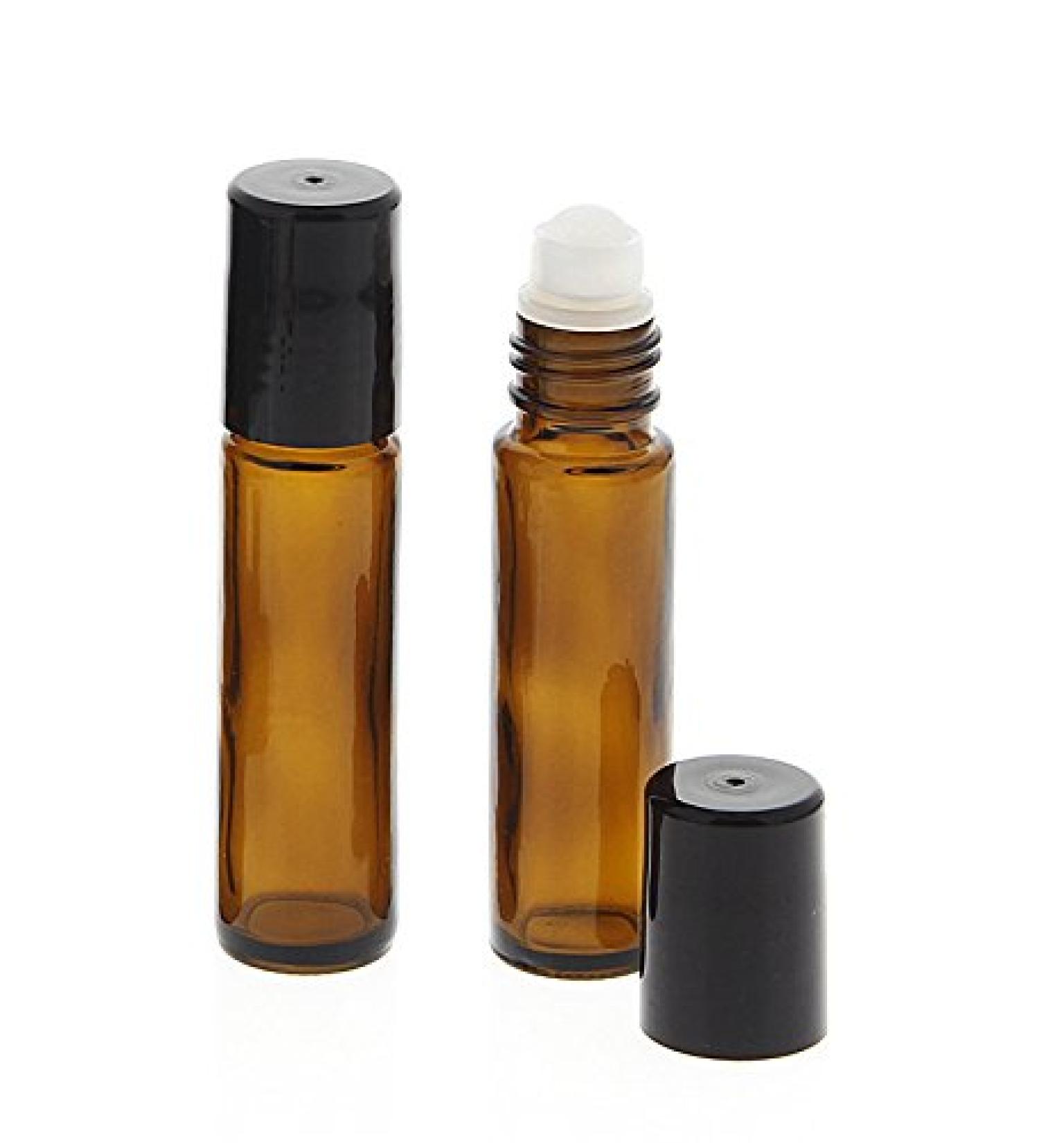 Brown glass deodorant stick 10ml Kosmetex empty roll-on bottle with deodorant roller for self-filling 2 pieces 10 ml (pack of 2)