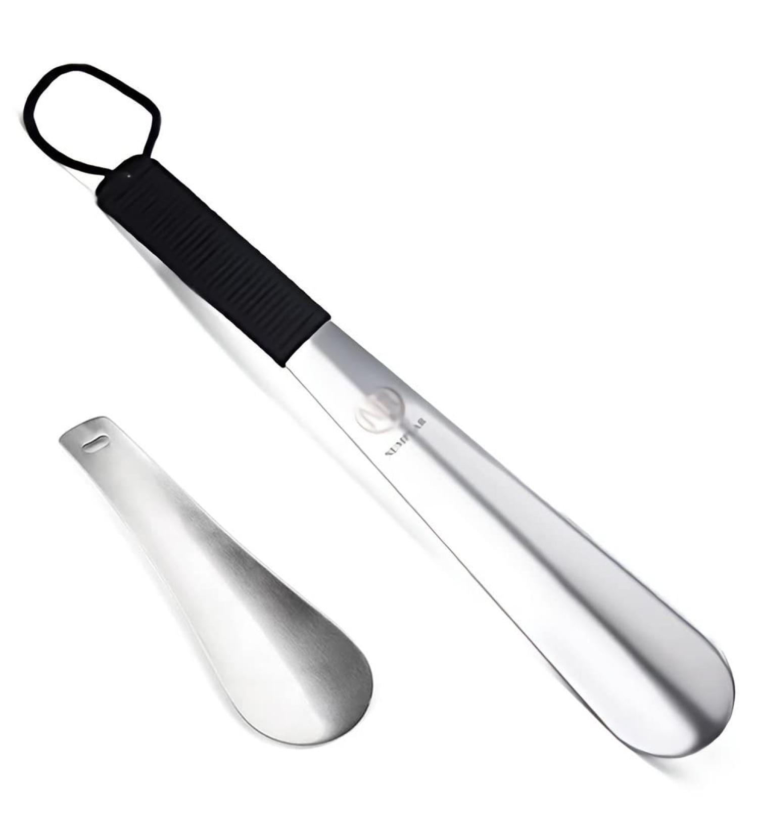 Hand-Made Metal Shoehorn | 12-Inch Manual Binding Handle for Men, Women, Kids, Travel & Boots | Elderly, Pregnancy-Safe | Black - Buy Online on SooperMarket.com