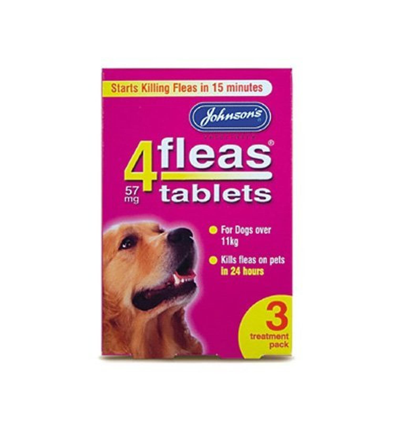 Johnsons 4 Fleas Tablets for Dogs Over 11kg x 3 Tablets 30g - Bulk Deal of 6x