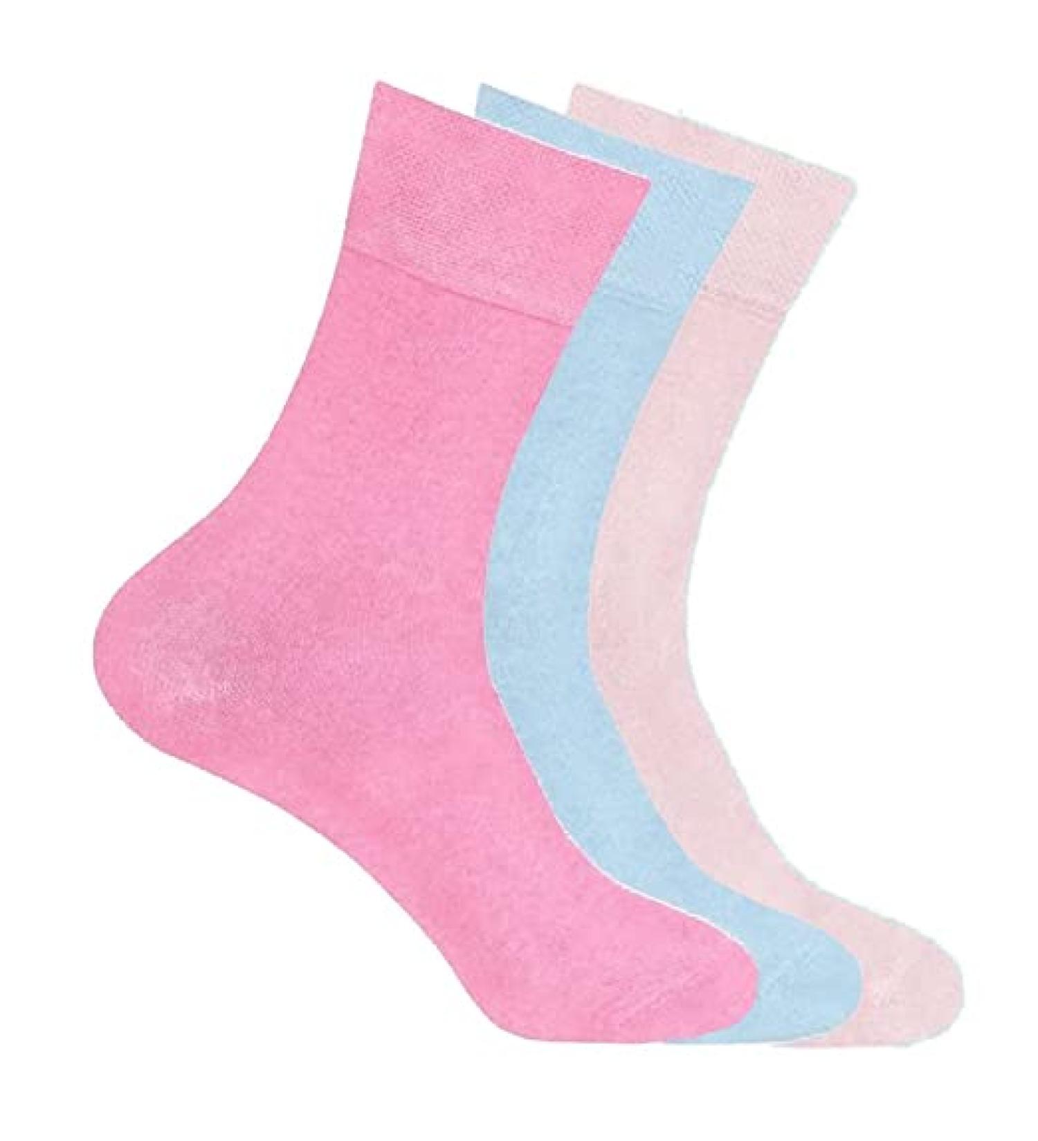 ZRWASKA Women's Diabetic Socks Oedema friendly Wide Honey Comb top soft cuff Ankle Non-Elastic for Swollen feet Legs Non-Binding Circulatory Sock 3 Pack Size 4-7 4-7 Pastel Colours (3 Pairs) - Buy Online on SooperMarket.com
