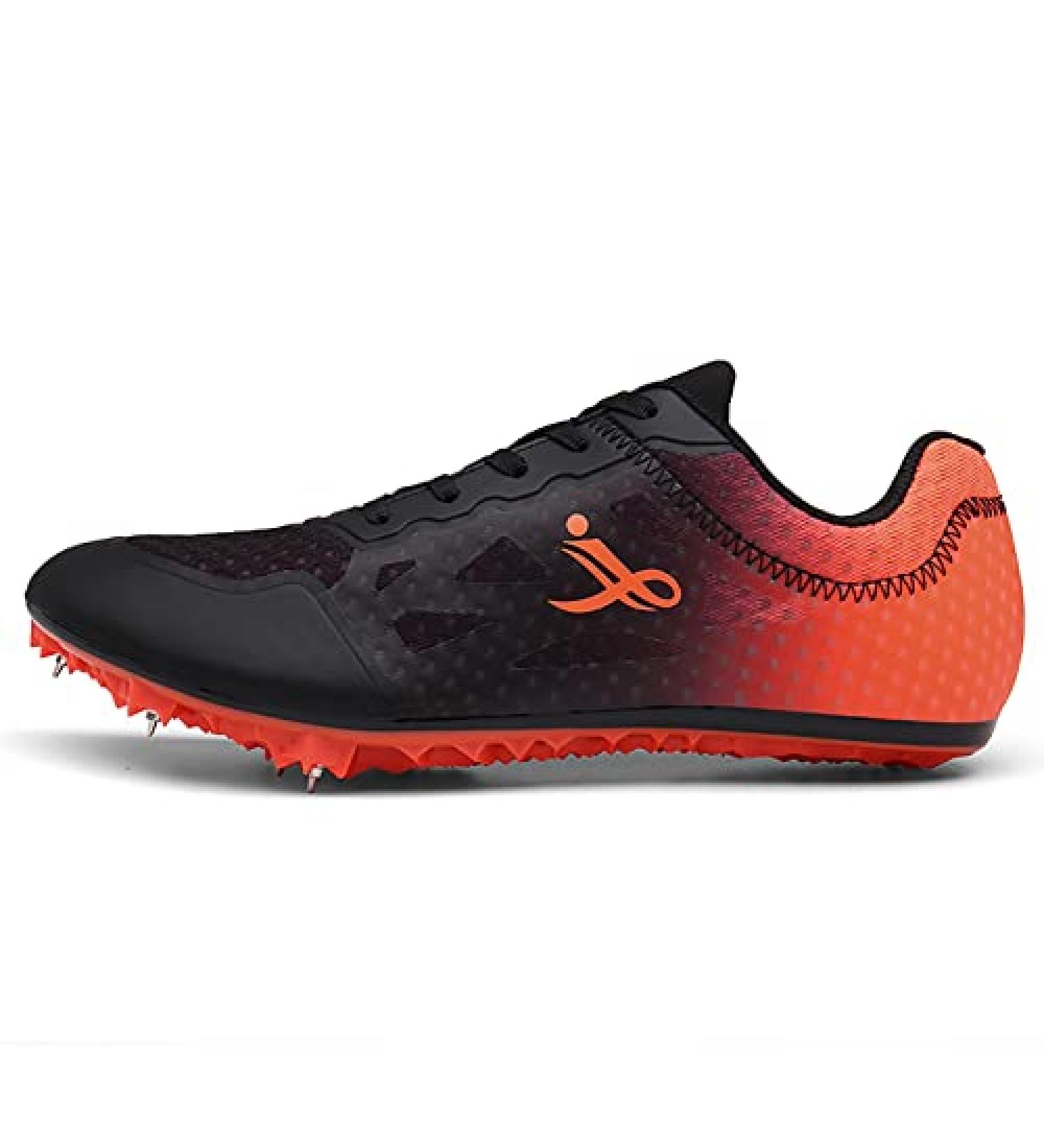 Professional Track and Field Spikes Shoes - Lightweight Racing Sneakers for Men, Women, and Kids in Black Orange - Perfect for Sprinting, Running, High Jump - Size 8.5 Women/7 Men - Buy Online on SooperMarket.com