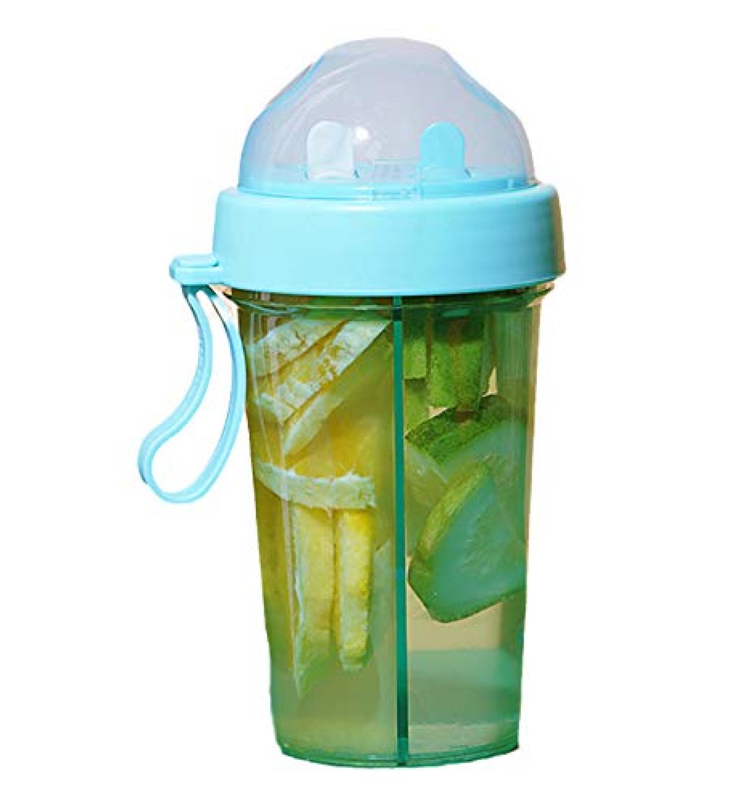 Portable Double Straw Leak-Proof Kid Cup 20oz Blue - Children's 2-in-1 Water Bottle with Lid and Cute Design - Buy Online on SooperMarket.com