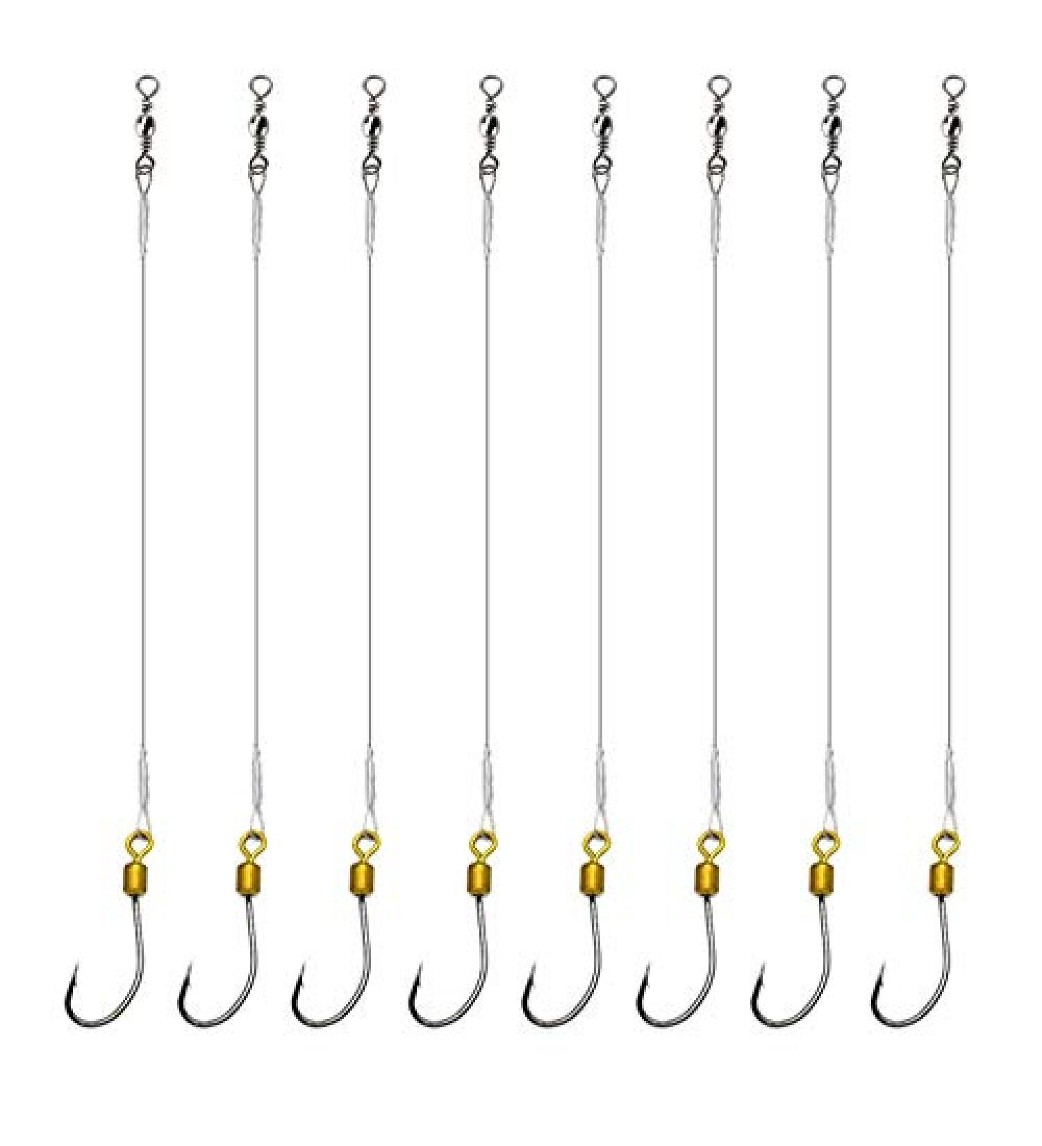 Fishing Hook with Leader 5 Hooks Fishing Rig - 7 Strands Nylon Coated Leader | Swivel Snap Hooks | 18# 1 Hook Rig - Buy Online on SooperMarket.com