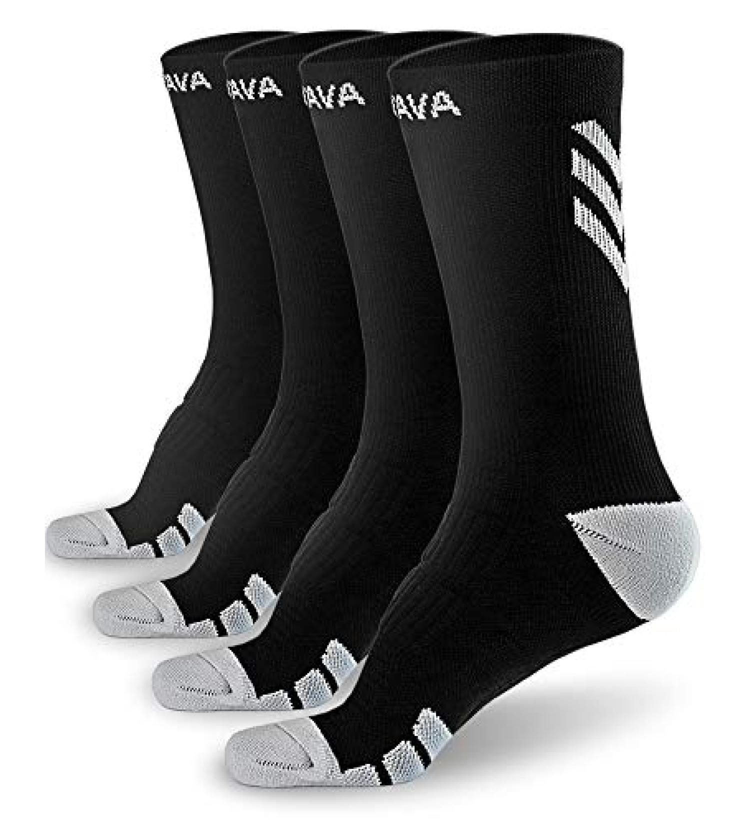 Dovava Dri-Tech Compression Crew Socks - 4 Pairs - Anti-Blister, Comfort Fit - Large-X-Large - Black - Buy Online on SooperMarket.com