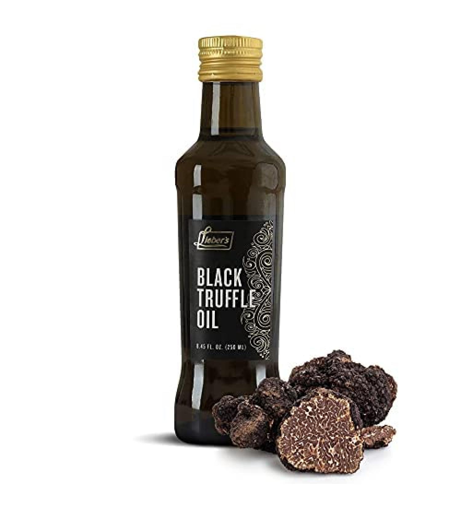 Liebers Black Truffle Oil - Premium Oil for Cooking, Salad Dressing, and Garnish - 8.45 Fl Oz Glass Bottle (Black Truffle) - Kosher, Vegan, Vegetarian, Gluten Free - Buy Online on SooperMarket.com