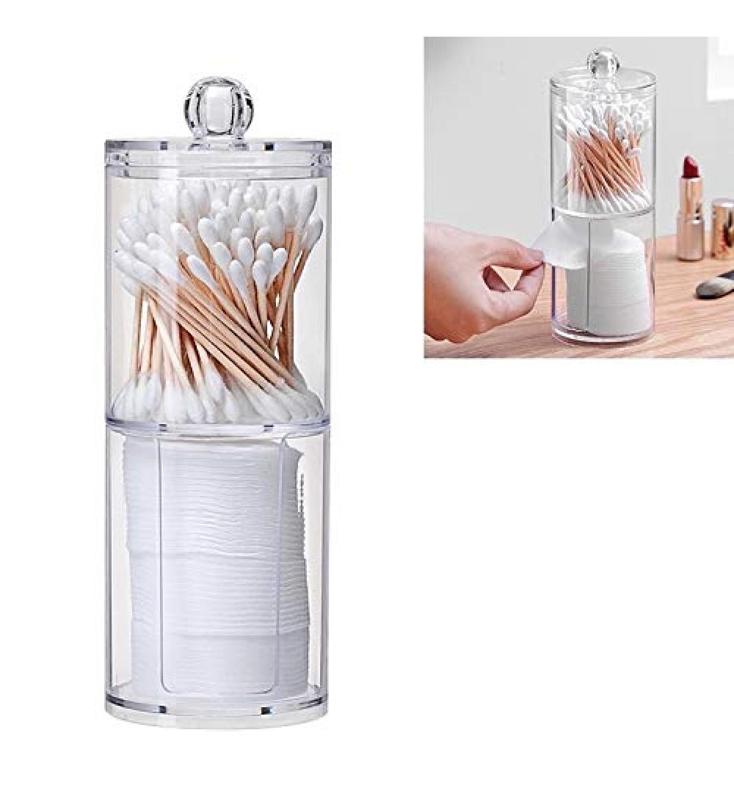Beauty Transparent Round Plastic Cosmetic Box - Cotton Swab & Pad Storage - Makeup Accessories for Organized Essentials - Buy Online on SooperMarket.com