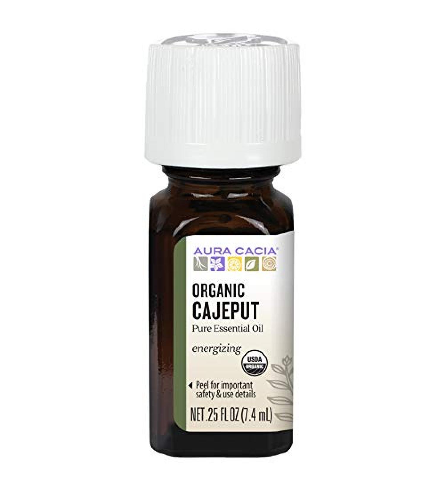 Aura Cacia Organic Cajeput Essential Oil - 0.25 fl. oz. | Pure & Purity Tested - Buy Online on SooperMarket.com