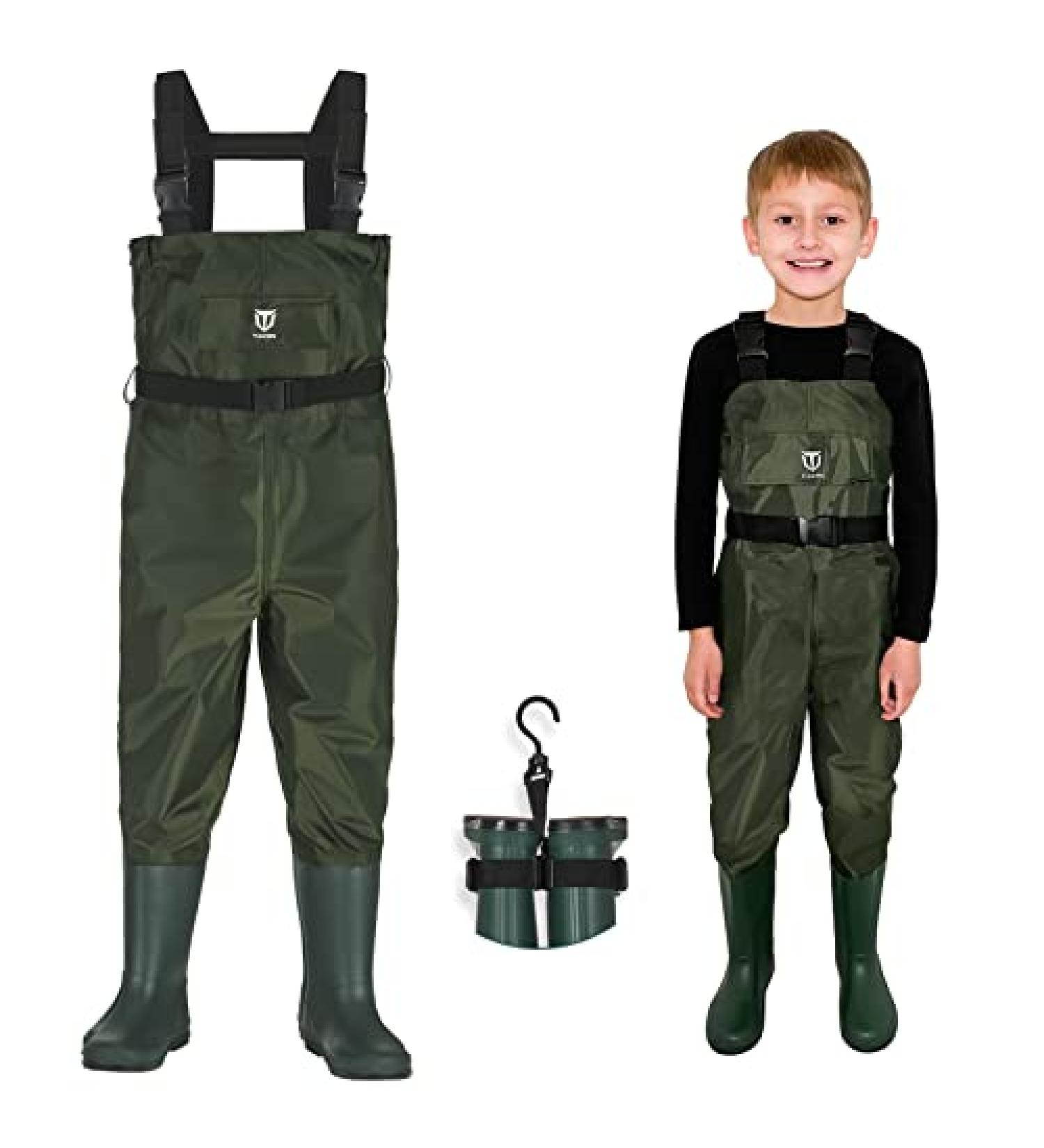 TIDEWE Kids Waterproof Chest Waders with Boot Hanger - Green 6/7 Little Kid - Buy Online on SooperMarket.com