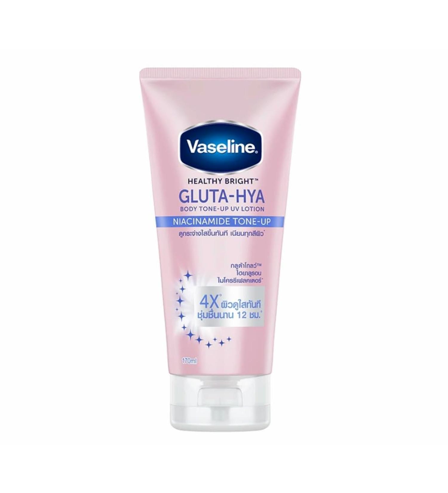 Vaseline Healthy Bright Gluta Hya Body UV Lotion 170ml - Niacinamide Tone Up for Clear Moisturized Skin - 4X Glow & Hydration - Shop Internationally - Buy Online on SooperMarket.com