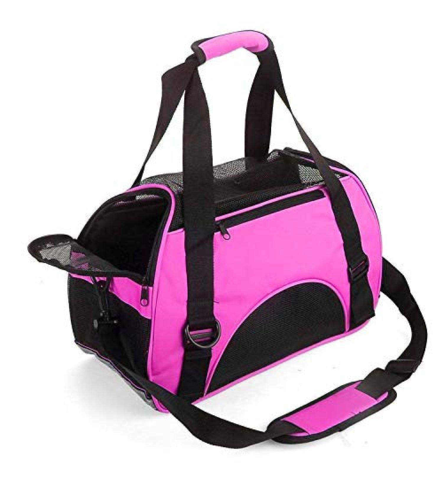 Pet Carrier Bag AVC Portable Soft Fabric Folding Travel bag for Dog Cat Puppy Foldable Pet Bag (Pink) - Buy Online on SooperMarket.com