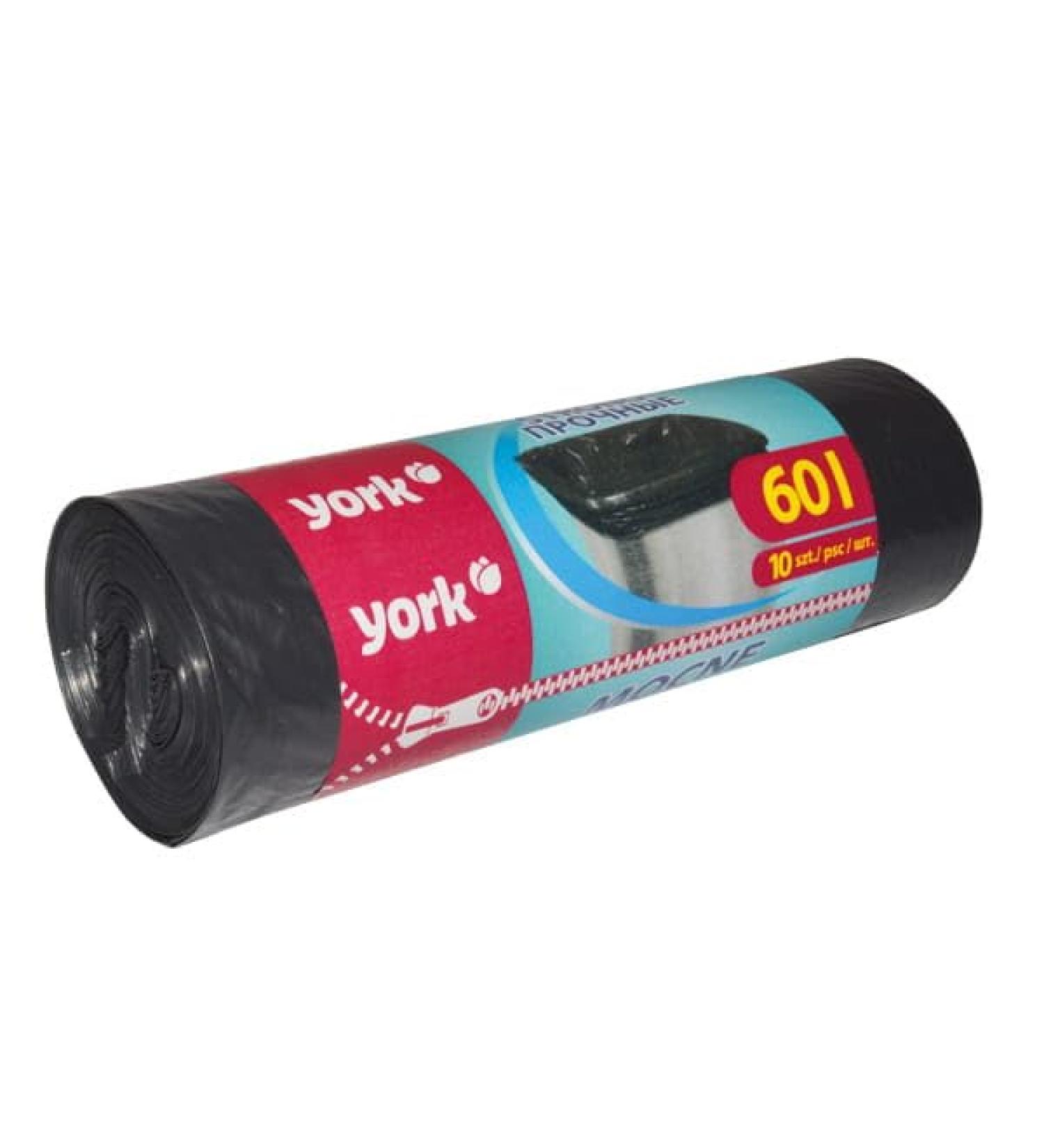 York Black Garbage Bags 60L - Extra Strong Large Waste Bags (10 Pack) | Durable & Reliable Garbage Solutions - Buy Online on SooperMarket.com