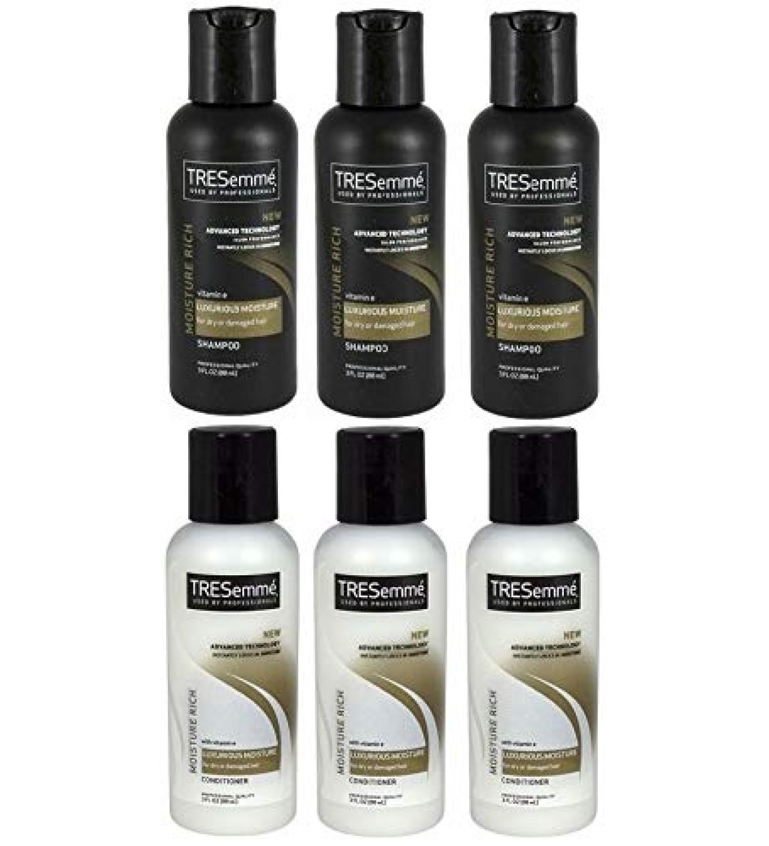 TRESemme Moisture Rich Shampoo & Conditioner  3 Fl. Oz. Travel Size (3 Duo Sets)