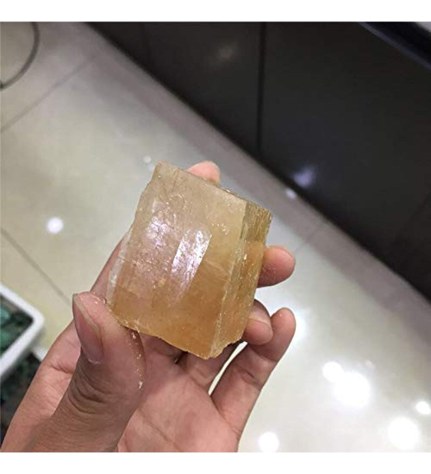 Natural Orange Calcite aquare Crystal Gemstone Reiki Iceland Spar Crystal Cube - Buy Online on SooperMarket.com