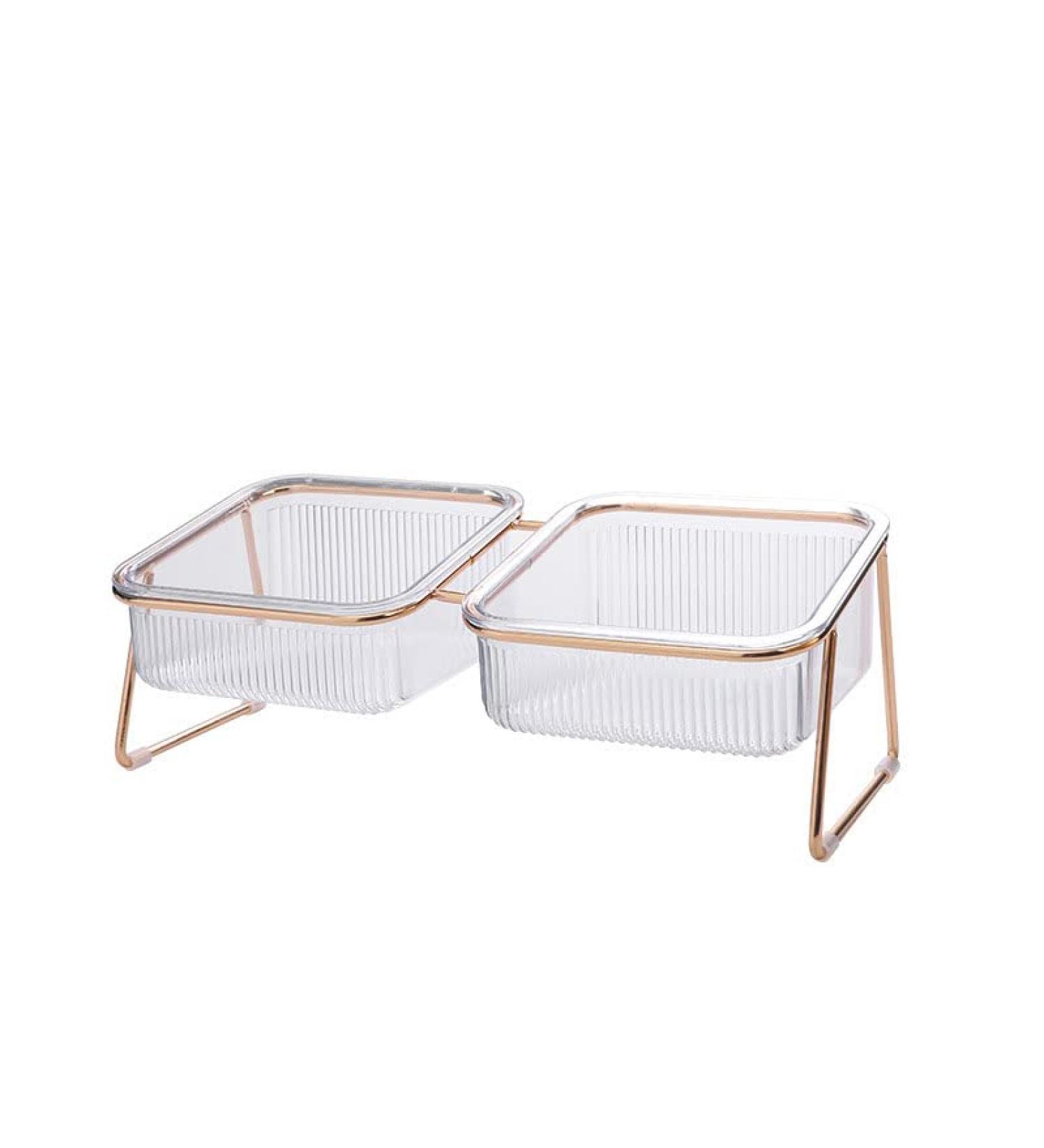 HOHXFYP Elevated Cat Bowls 15 Degree Tilt Stable Raised Cat Food Water Bowl Easily Removable Transparent Cat Bowls with Raised Bowl Bottom for Cats Dogs(S-Gold) Small Gold - Buy Online on SooperMarket.com