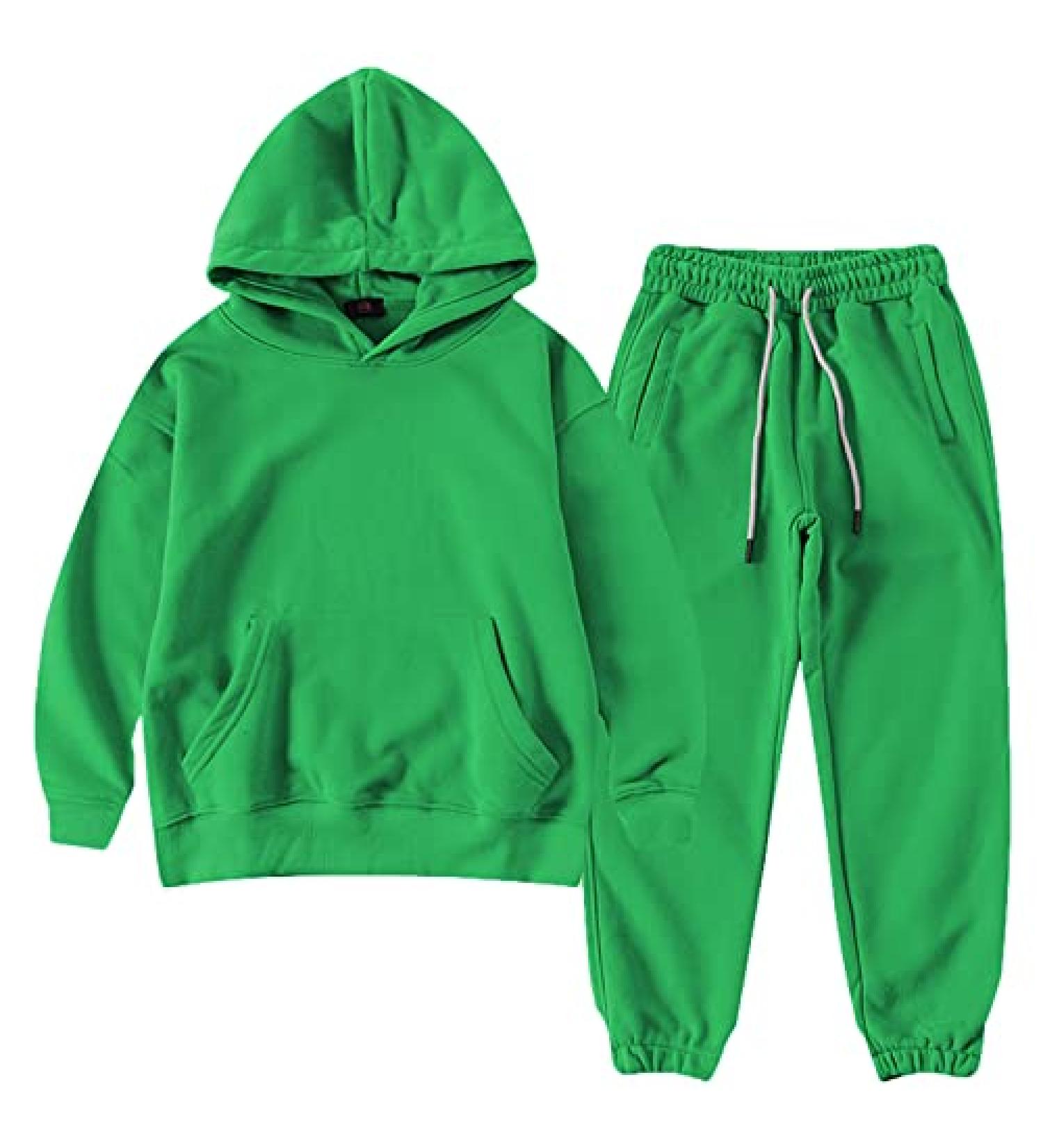 Amropi Boy's Hooded Tracksuit Set | 2-Piece Sweatshirt & Jogging Pants | Ages 3-12 | Green - Size 9-10 Years - Buy Online on SooperMarket.com