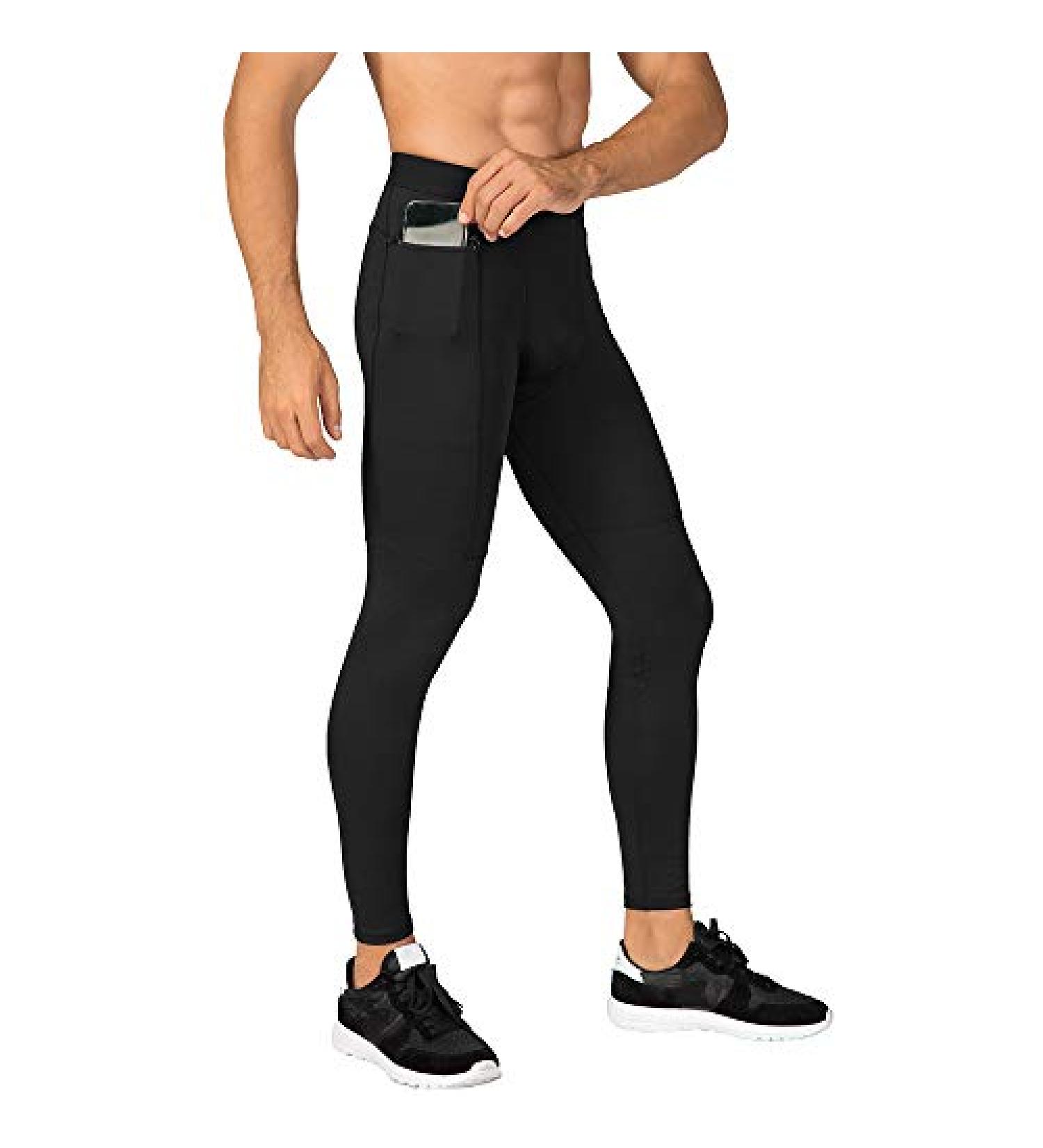 WRAGCFM Men's Compression Workout Leggings with Pockets - Black, Large - Buy Online on SooperMarket.com