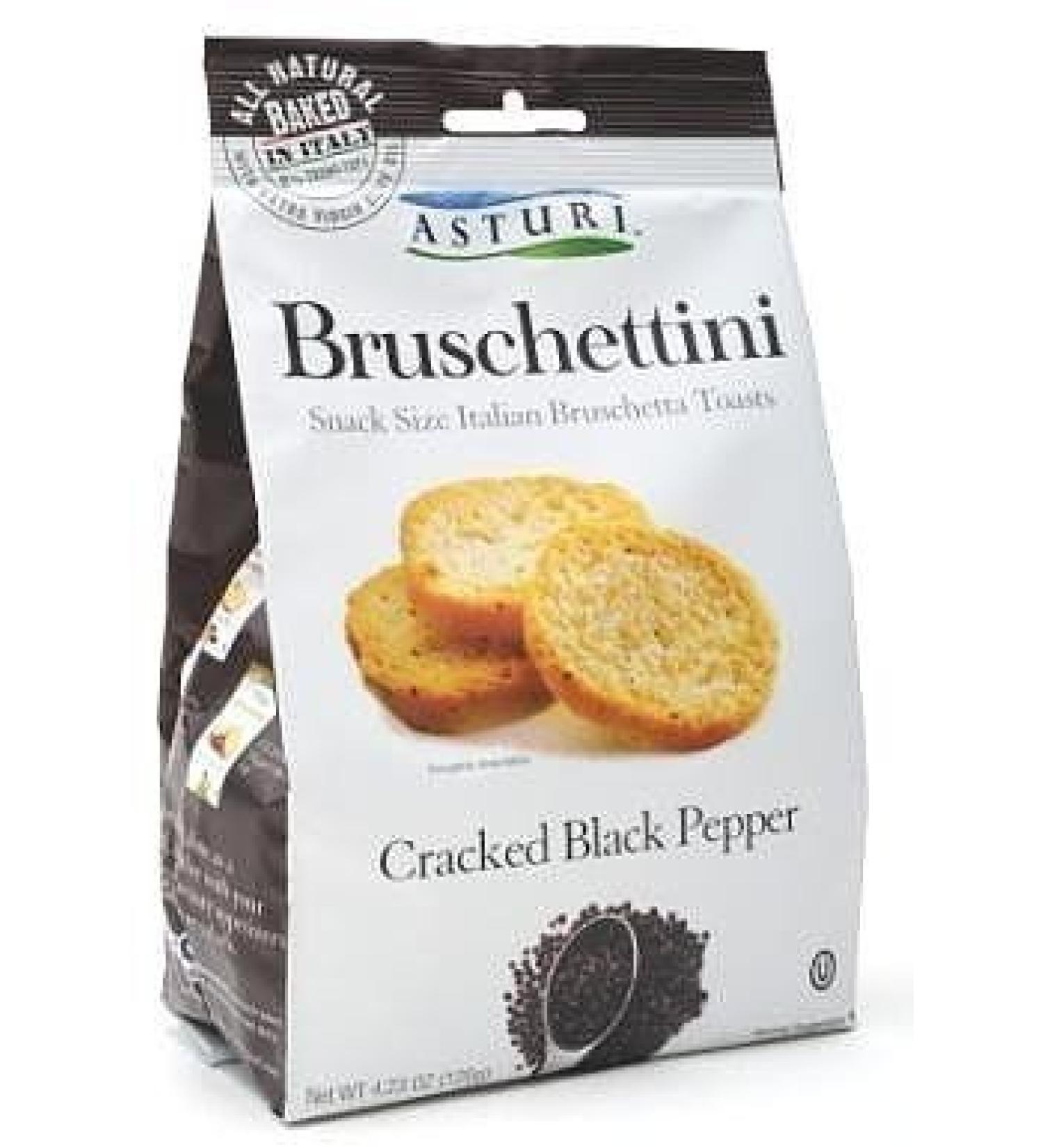 Asturi Cracked Black Pepper Bruschettini (Case of 4) 4.23oz