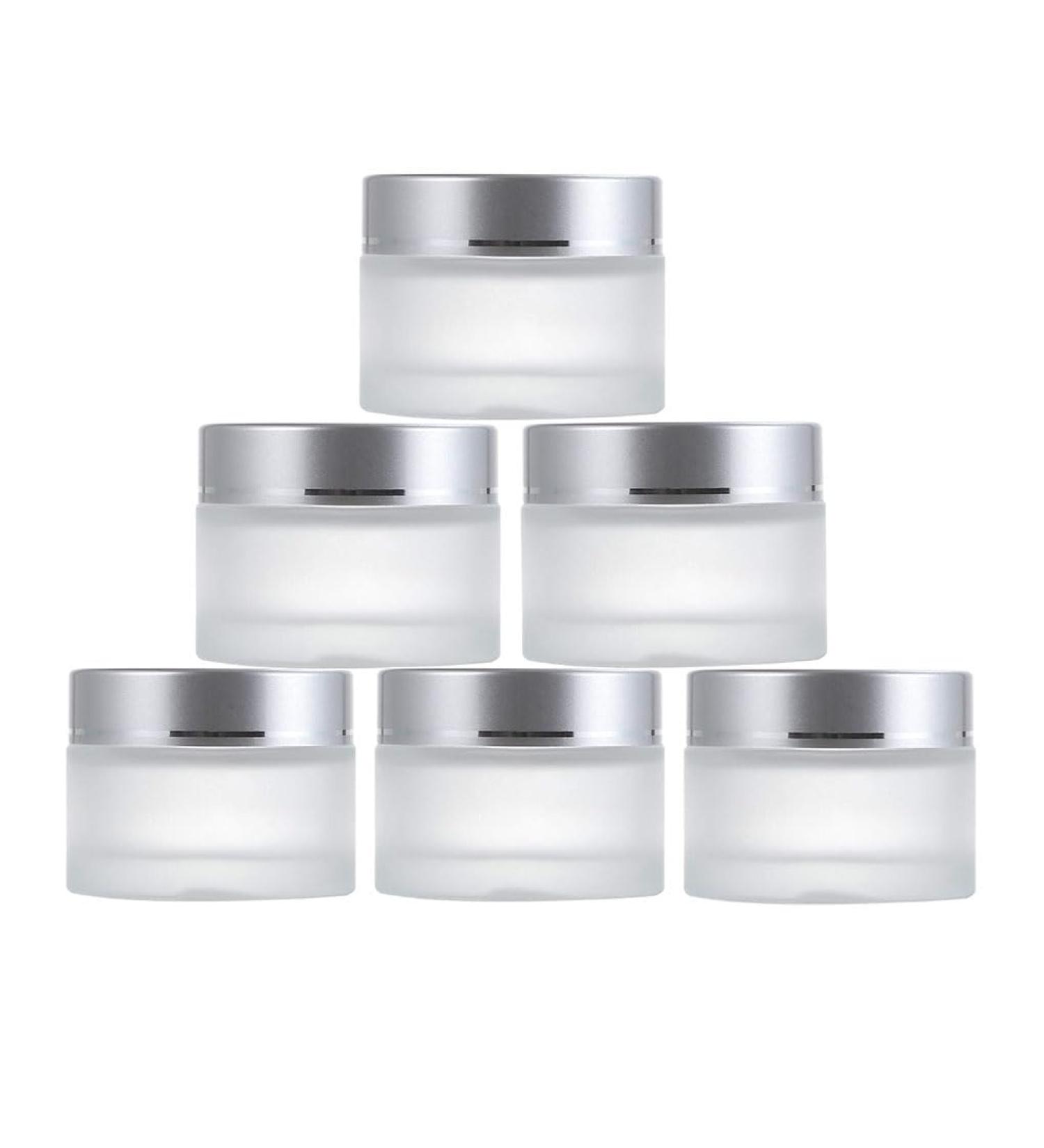6 Pack 30ml Refillable Glass Cream Can - Leakproof Travel Container for Lotions Essential Oils & Lip Balm - Matte Transparent - Buy Online on SooperMarket.com