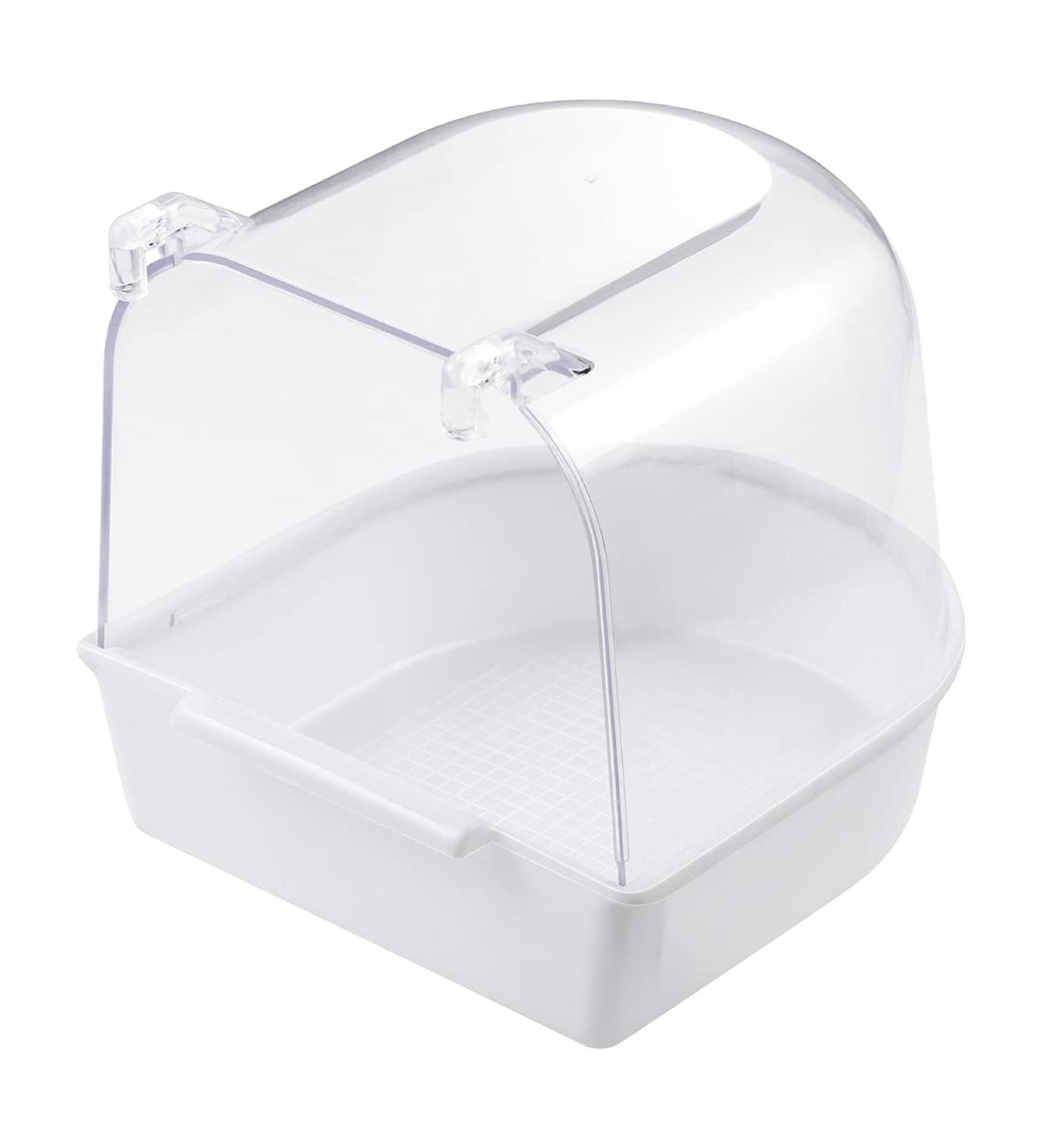 POPETPOP Covered Bird Bath for Small Birds - Ideal for Canaries, Budgies, and Parrots - White - Buy Online on SooperMarket.com