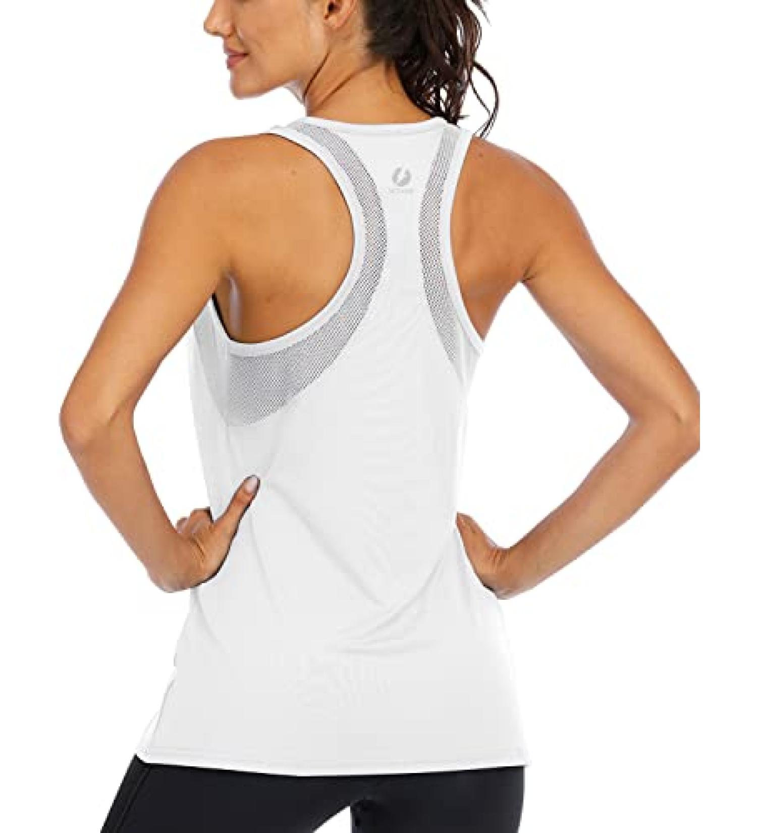 ICTIVE Mesh Racerback Workout Tank Top for Women - White | Loose Fit Yoga Top with Open Back Design - Medium - Buy Online on SooperMarket.com