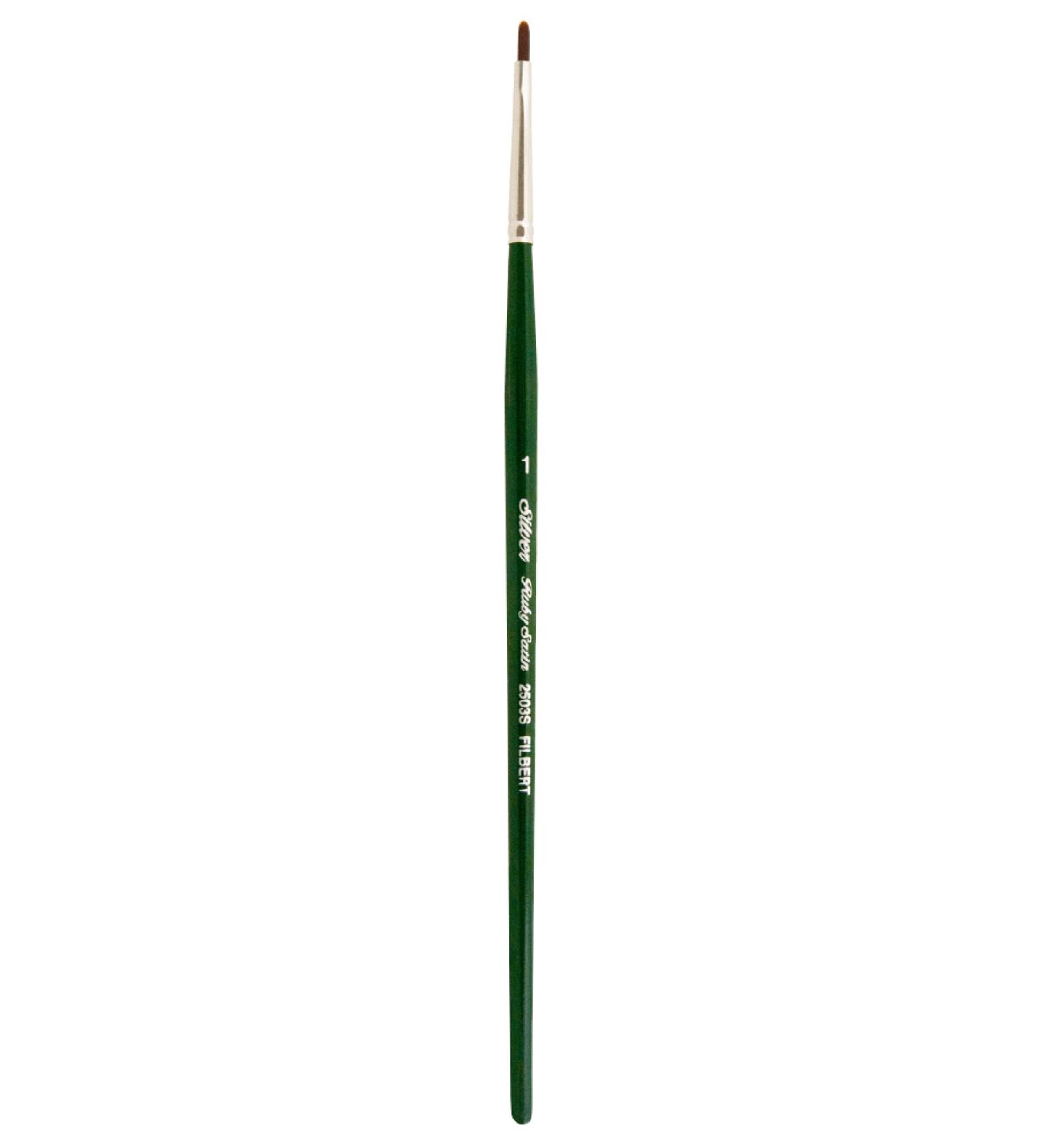 Silver Brush Limited 2503S1 Ruby Satin Filbert Brush Size 1 for Fluid Acrylics - Short Handle - Buy Online on SooperMarket.com