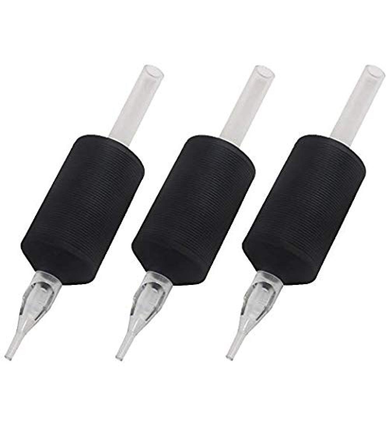 20PCS Tatmax 1 Inch Disposable Black Silicone Clear Tips - 9 Round Diamond Flat Tubes - Buy Online on SooperMarket.com