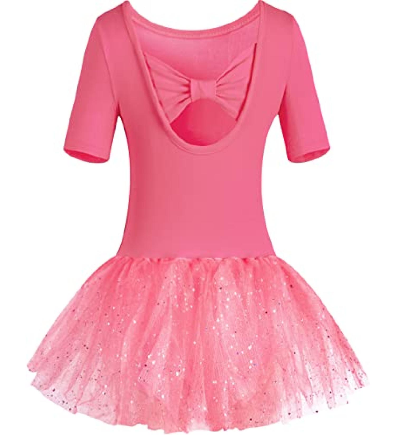 MOLLDAN Girls Ballet Leotard with Shiny Skirt and Ruffle Sleeves - Z-bow Burgundy - Size 6-8 Years - Buy Online on SooperMarket.com
