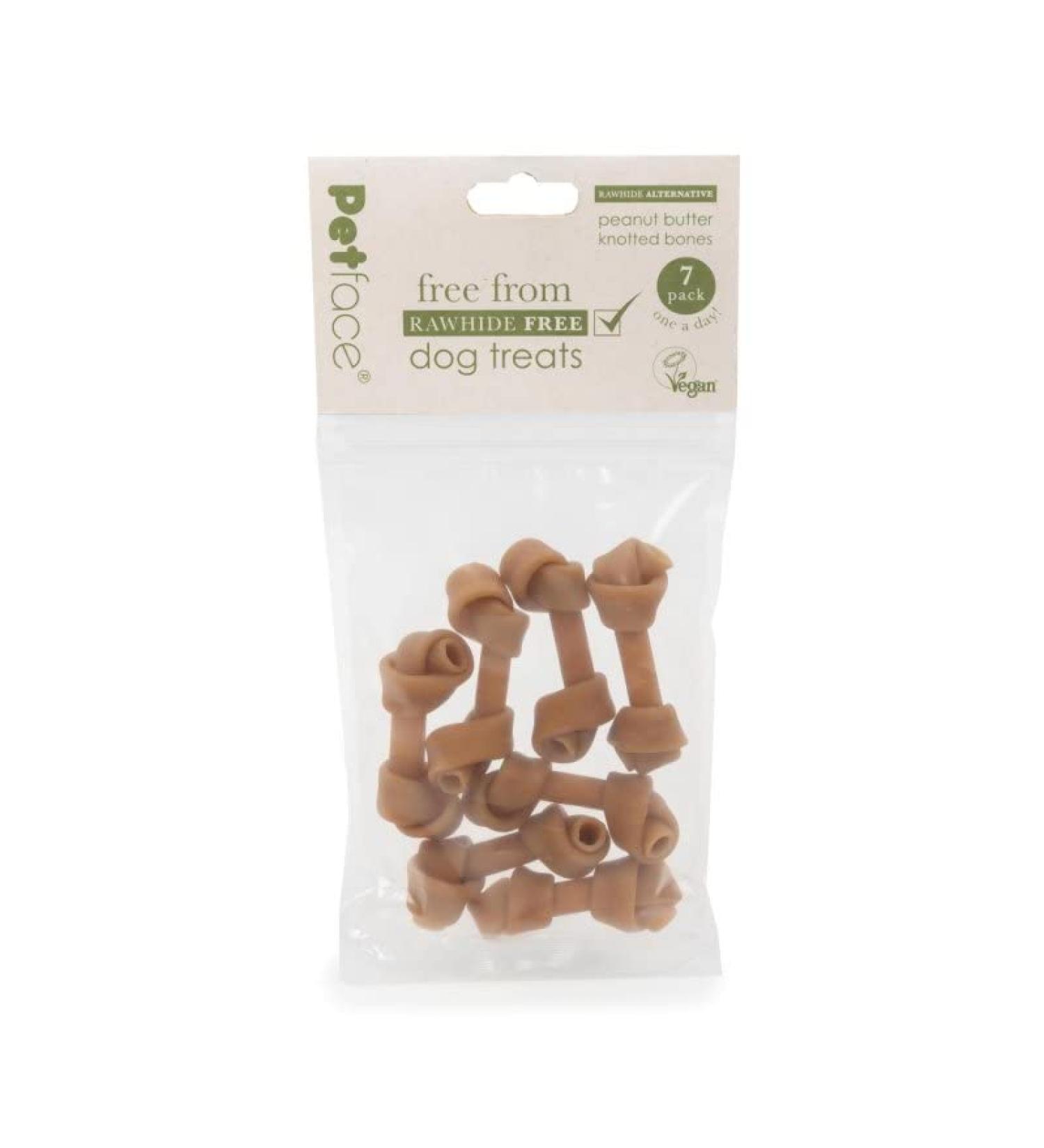 Petface Free From Rawhide Vegan Peanut Butter Knotted Bones - 7 Pack - Buy Online on SooperMarket.com