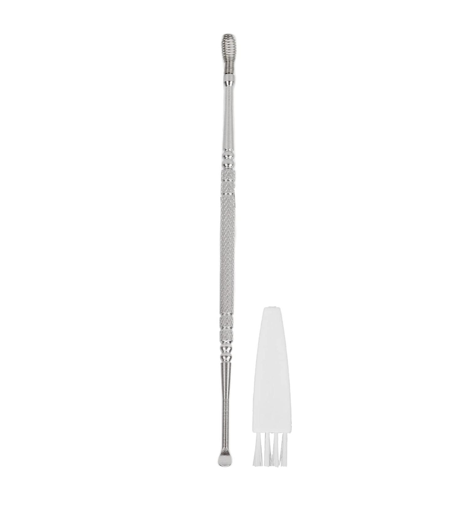 Stainless Steel Double Head Ear Spoon - Ergonomic Design for Itch Relief - Spiral Spring Ear Pick (Silver) - Buy Online on SooperMarket.com
