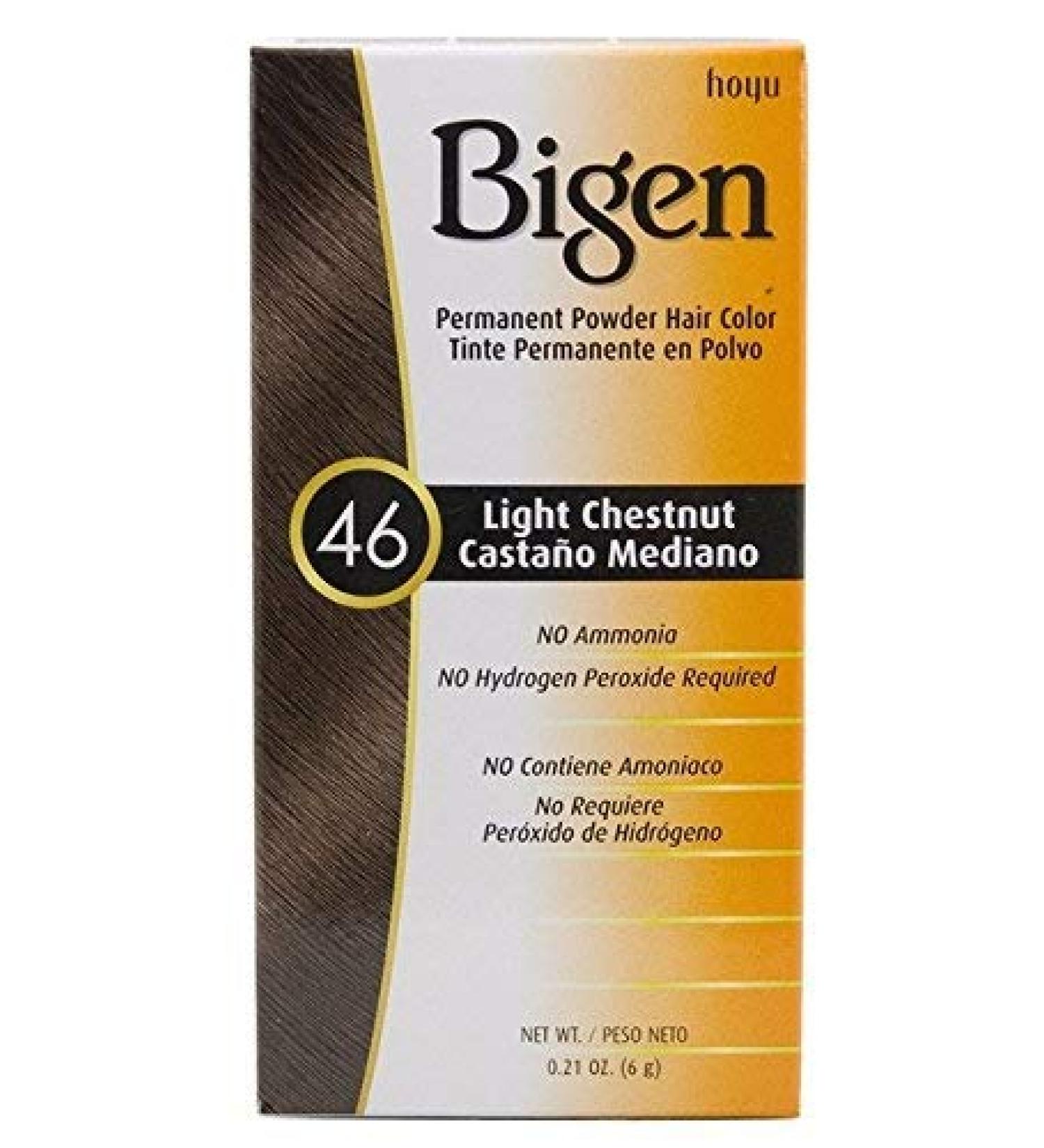 Bigen Permanent Powder Hair Color - 46 Light Chestnut Gray 0.21 Ounce (Pack of 1)