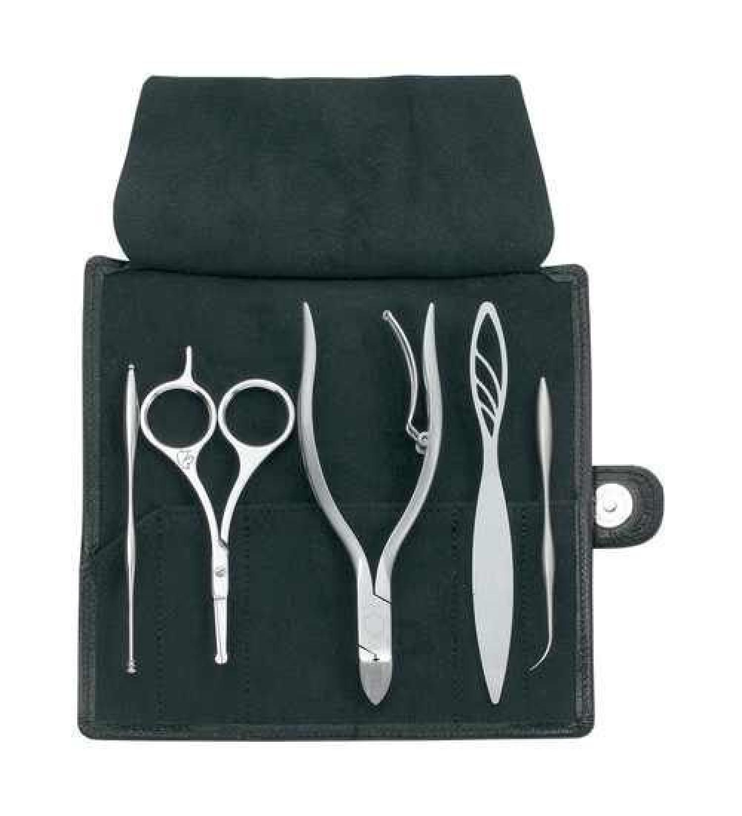 BoxCave MARUTO Elegant 5 pcs Personal Care Grooming Set GM-0405B Comes with Refined North America Calf Leather Case with BoxCave Microfiber Cleaning Cloth