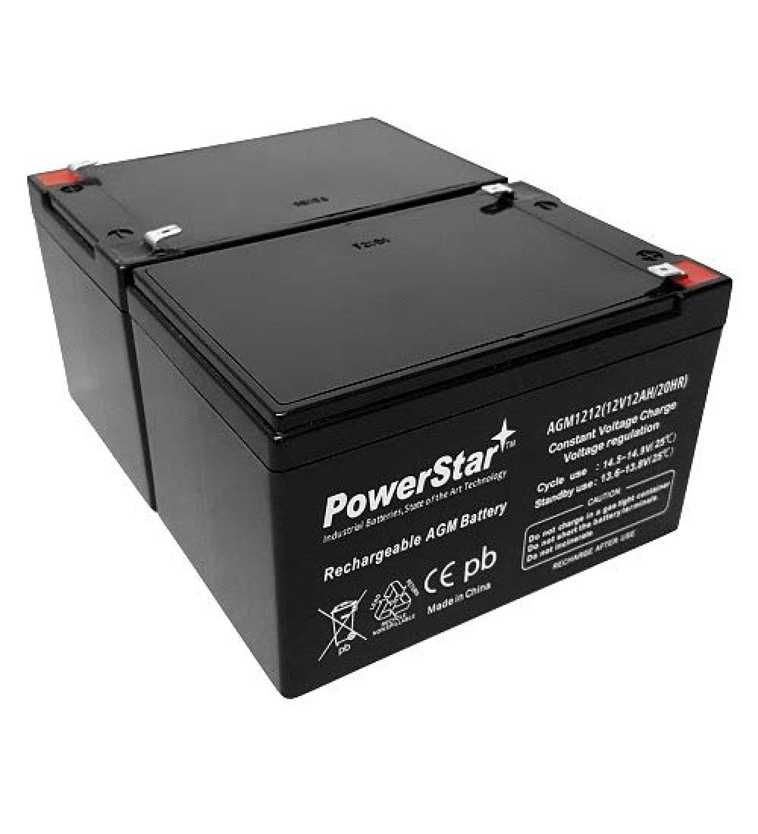 PowerStar AGM1212 12V 12AH AGM/SLA Battery 12 Volt - F2 Terminal Replaces UB12120 x2