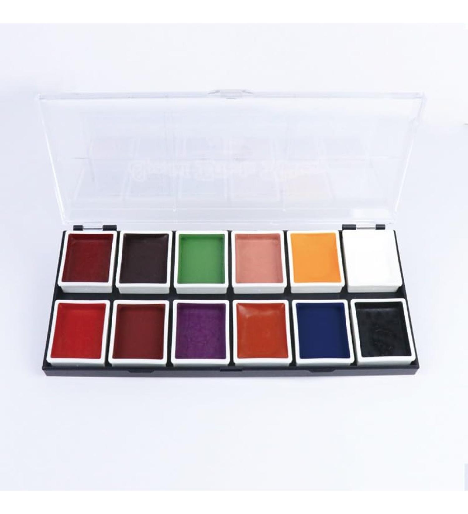 12 Colors Alcohol Activated SFX Makeup Palette - Professional Waterproof Face & Body Paint for Cosplay Theatre & Film - Buy Online on SooperMarket.com