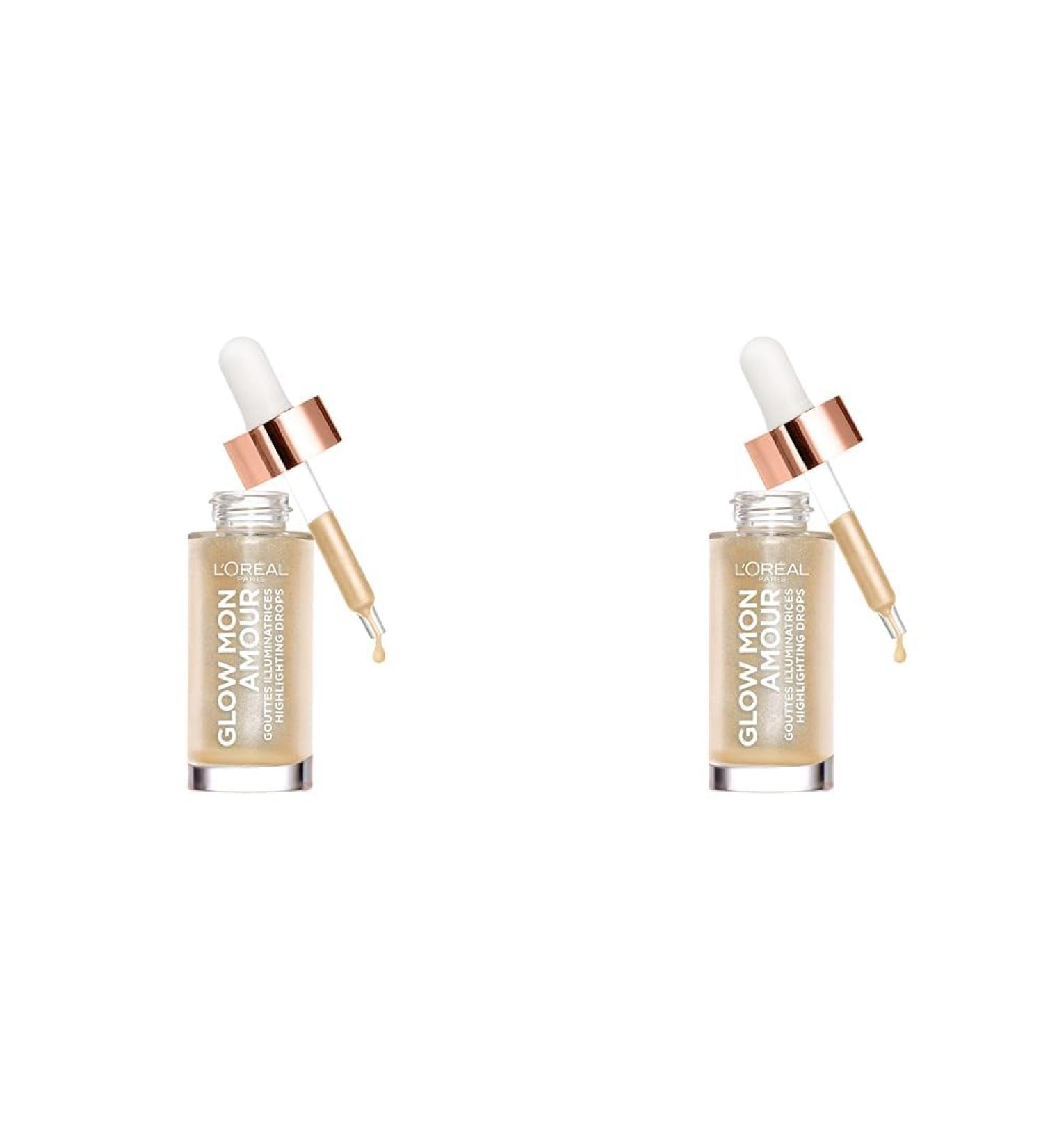 L'Or al Paris Liquid Highlighter - Glow Mon Authority Drops 01 Sparkling Love | 2-Pack (15 ml) | Achieve a Fresh Radiant Tint - Buy Online on SooperMarket.com
