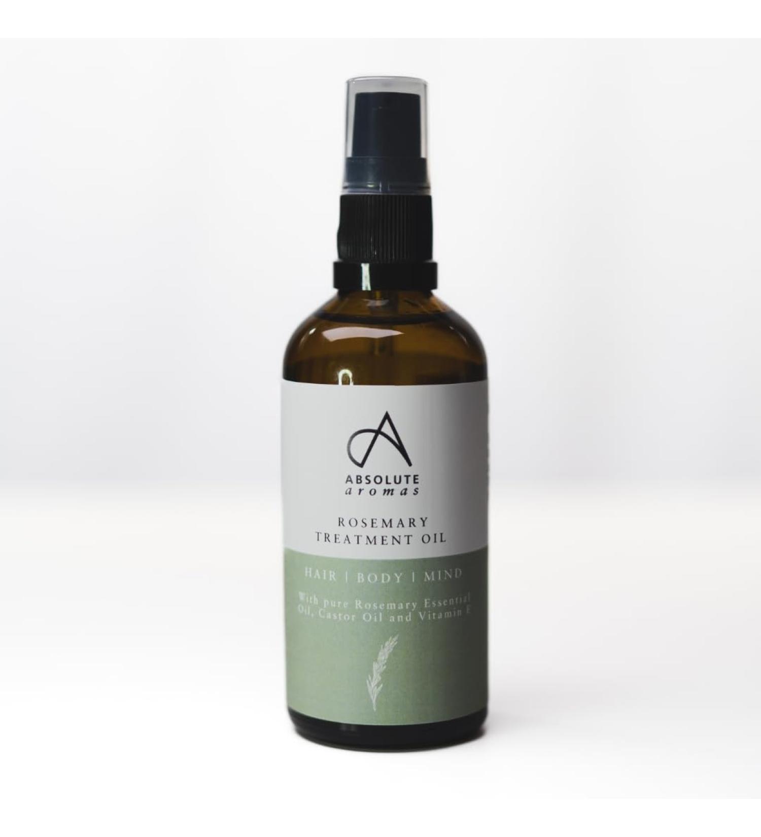 Absolute Aromas Rosemary Hair & Body Treatment Oil 100ml - with Pure Rosemary Essential Oil Castor Sunflower & Almond Oil in Glass Bottle - Buy Online on SooperMarket.com