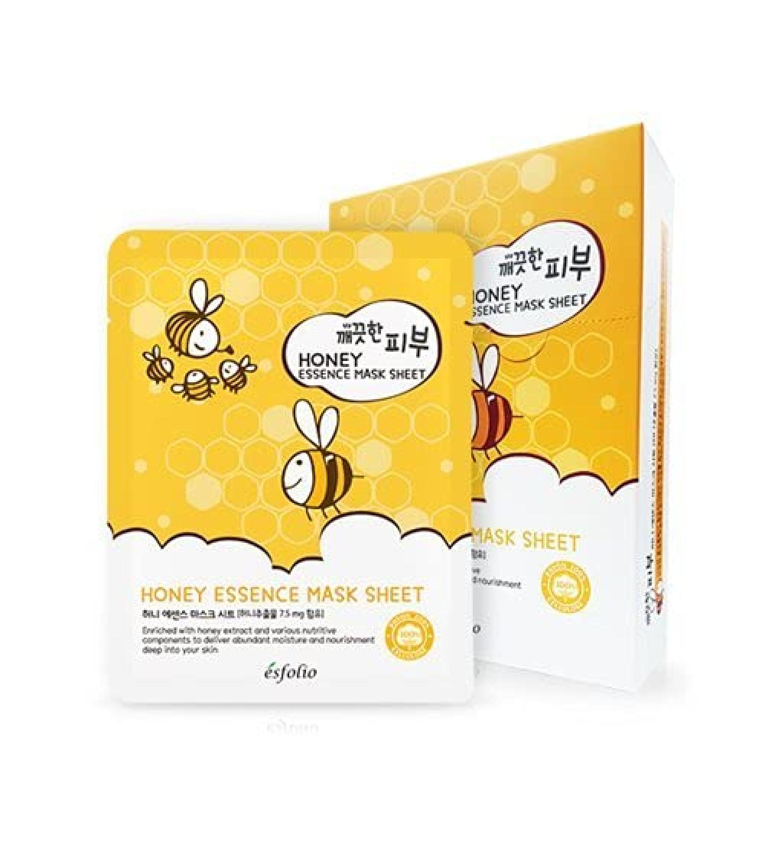 Esfolio Pure Skin Essence Mask Sheet Anti-Aging Rejuvenation Hydration Honey (Pack of 10)