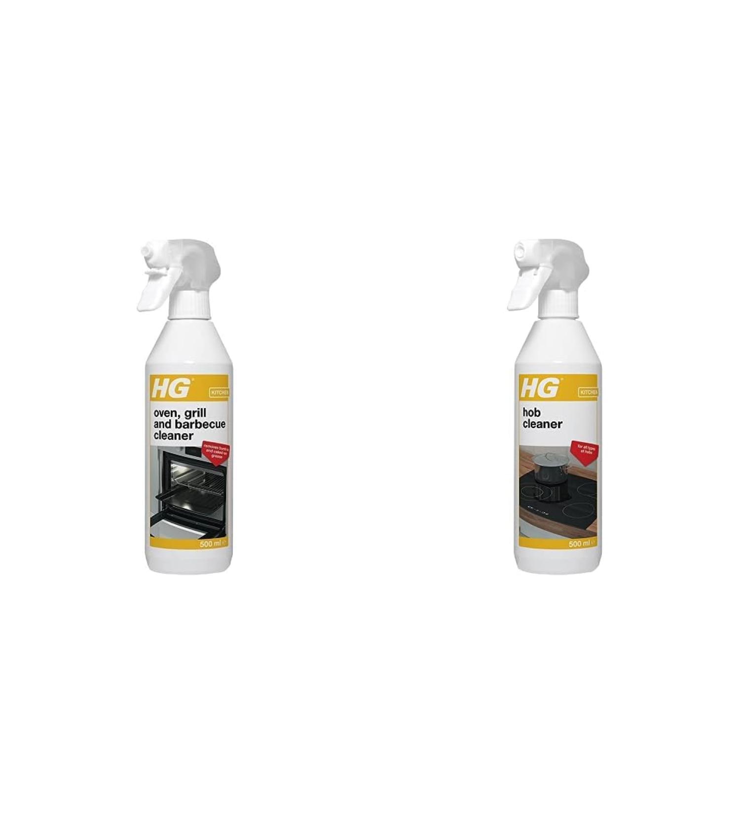 HG Oven Grill & Barbecue Cleaner Spray Removes Baked On Food & Burnt-in Grease Fast 500 ml (Pack of 1) + HG Hob Cleaner for Everyday Use Freshly Scented - 500ml Spray - Buy Online on SooperMarket.com