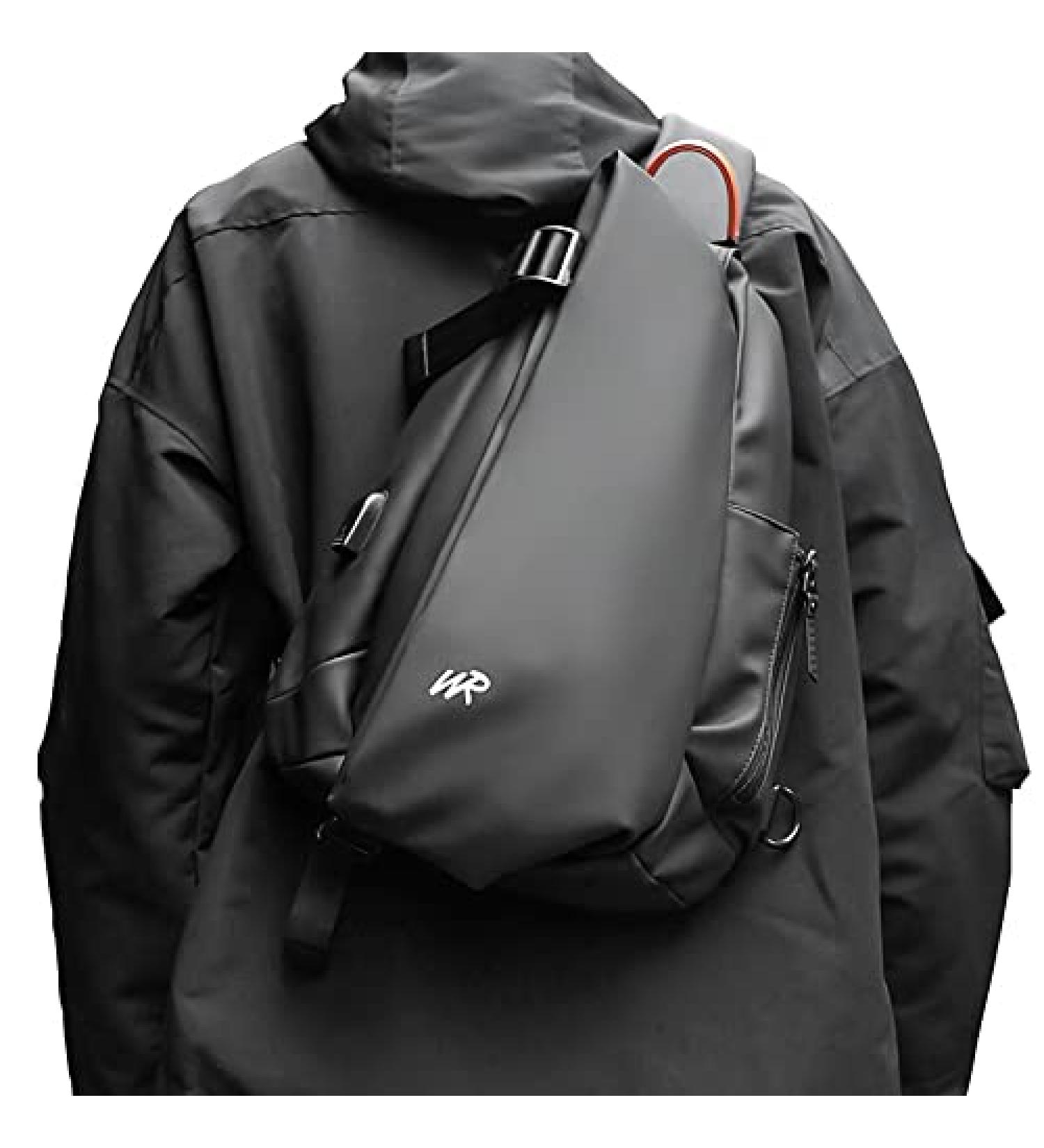Anti-Theft Crossbody Sling Bag for Men Women Small Backpack One Shoulder Bag Chest Bag Sling Backpack Water Resistant Black-large (Magnetic Strap Buckle) - Buy Online on SooperMarket.com