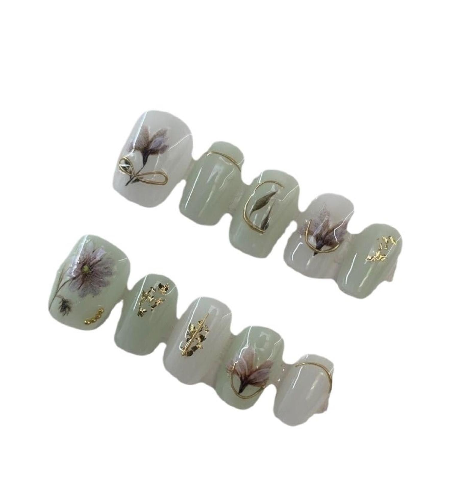 Hand worn nail art patches fake nails nail patches flower fake nails (Color : A Size : XS) - Buy Online on SooperMarket.com