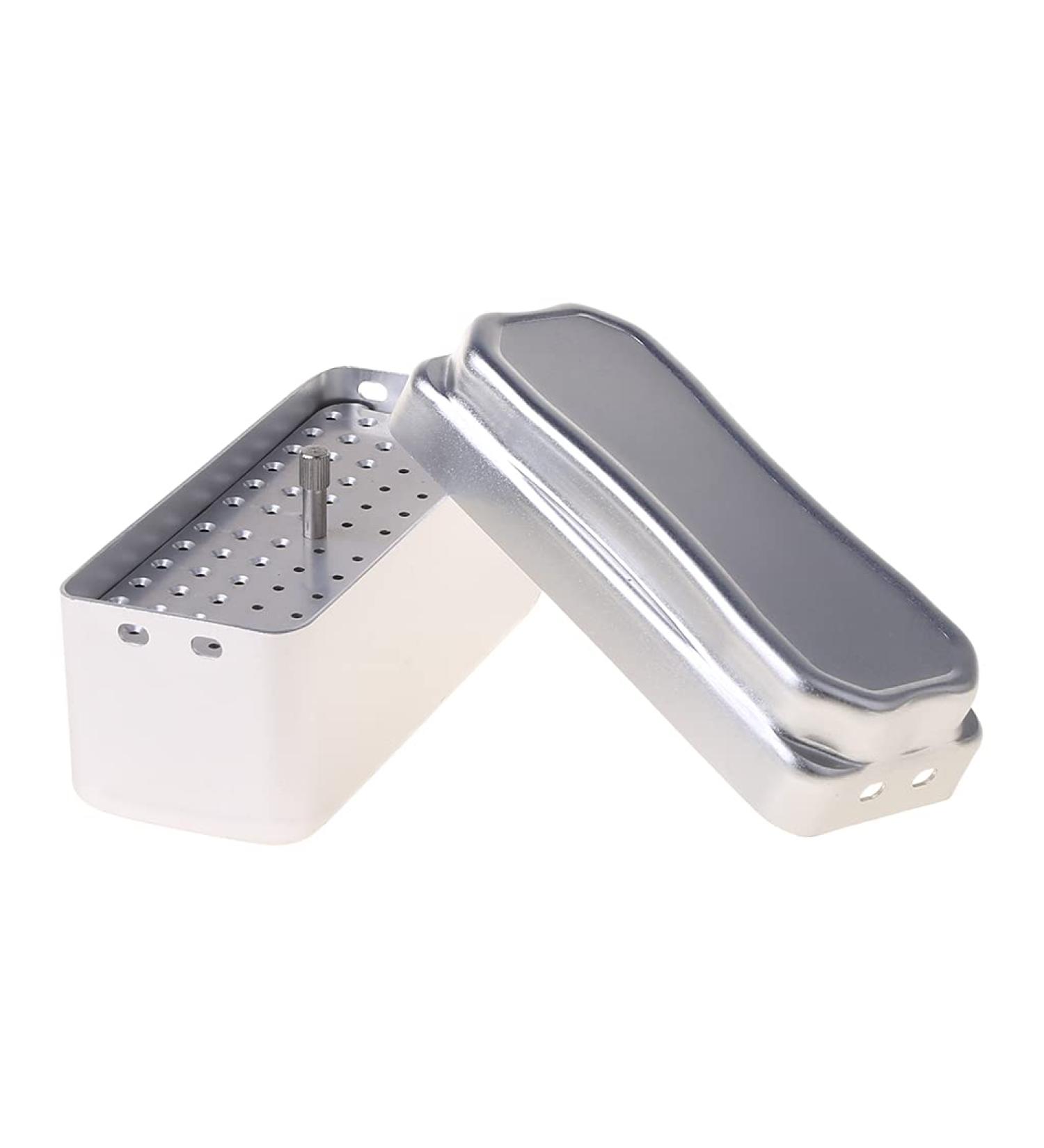 Klova Dental Bur Box - 72 Hole Aluminum Autoclave Sterilization Housing for Dental Tools & Oral Care - Silver - Buy Online on SooperMarket.com